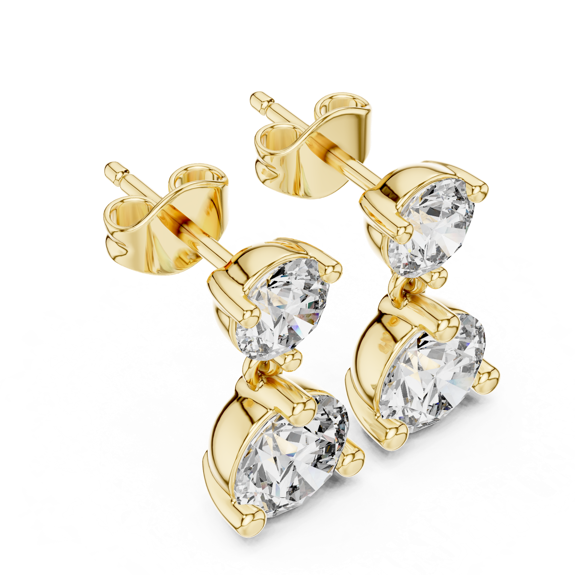 Diamond Drop Earrings | Round Diamond Dangle Earrings | Gold, Platinum & Silver | Fine Jewelry | THE DIAMOWN view 2