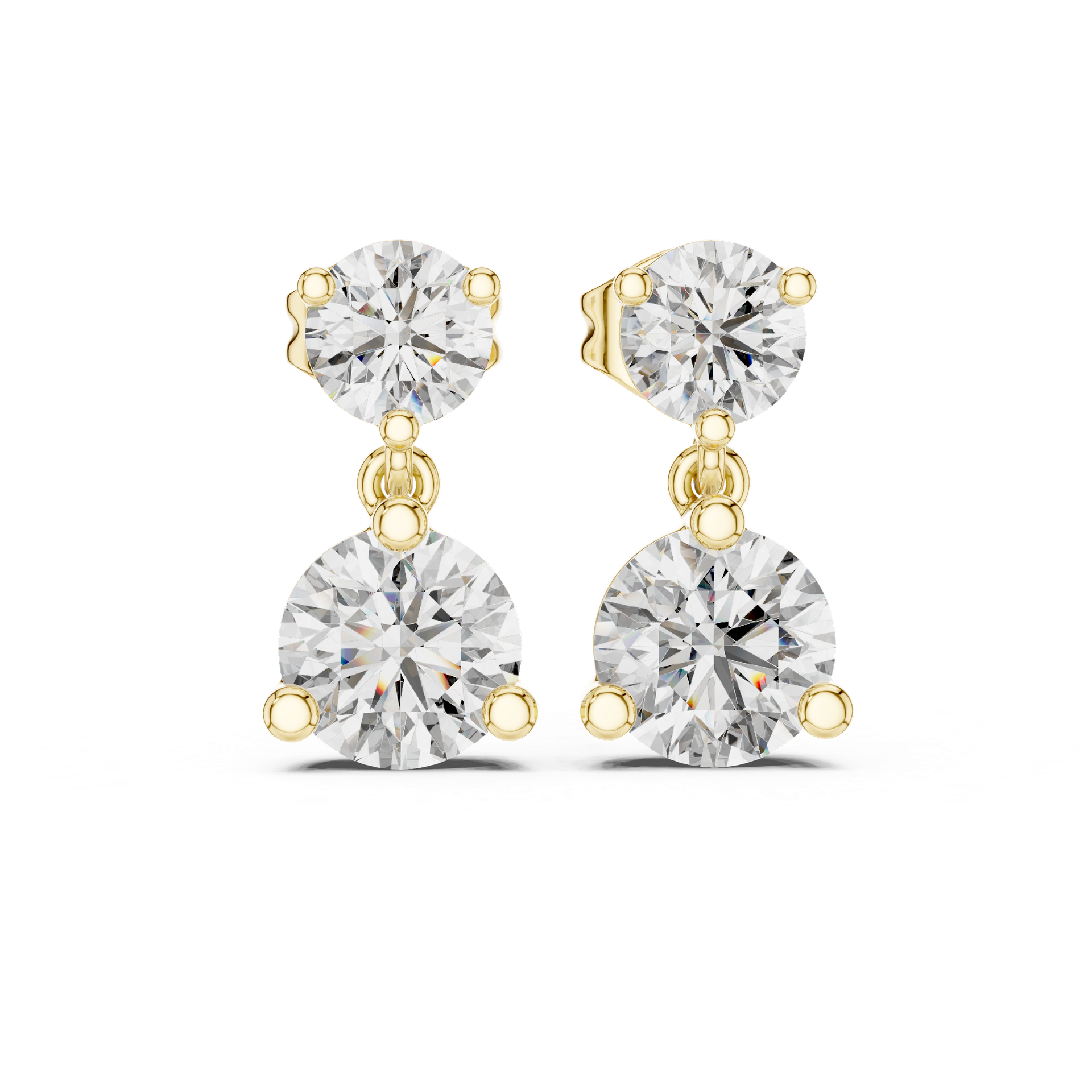 Diamond Drop Earrings | Round Diamond Dangle Earrings | Gold, Platinum & Silver | Fine Jewelry | THE DIAMOWN view 4