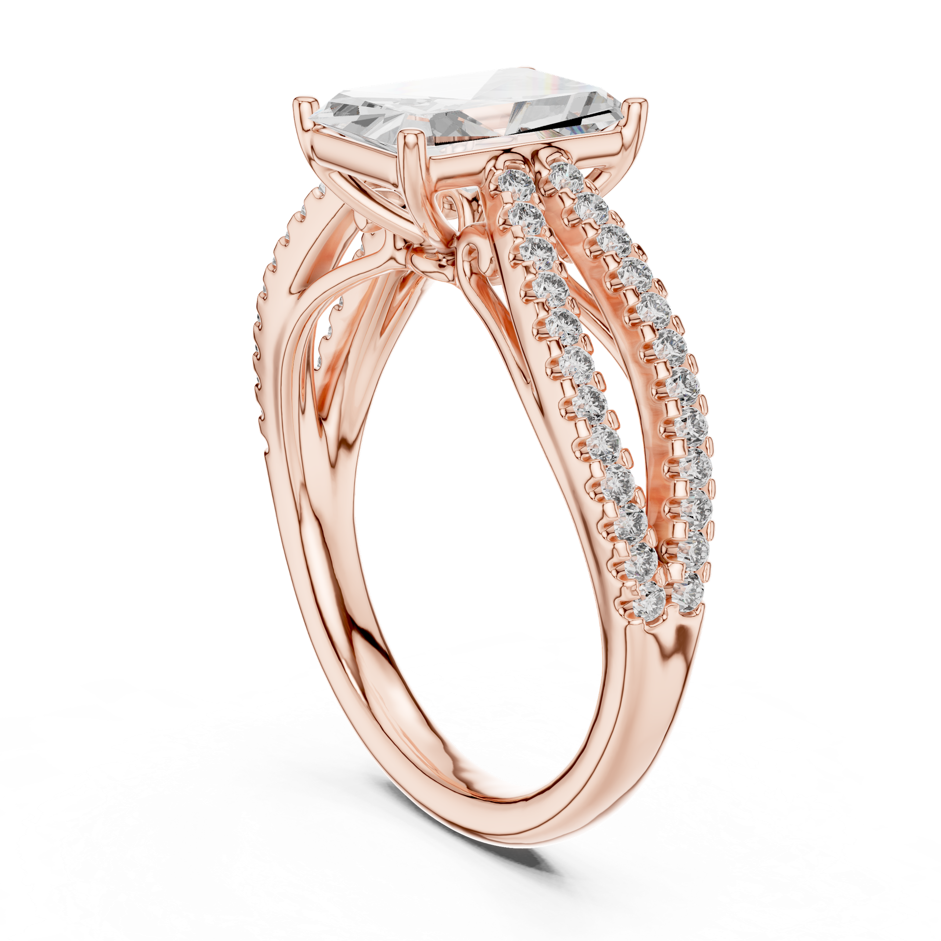 Radiant Cut Diamond Engagement Ring with 2 CT Center | Gold, Silver & Platinum | THE DIAMOWN view 3