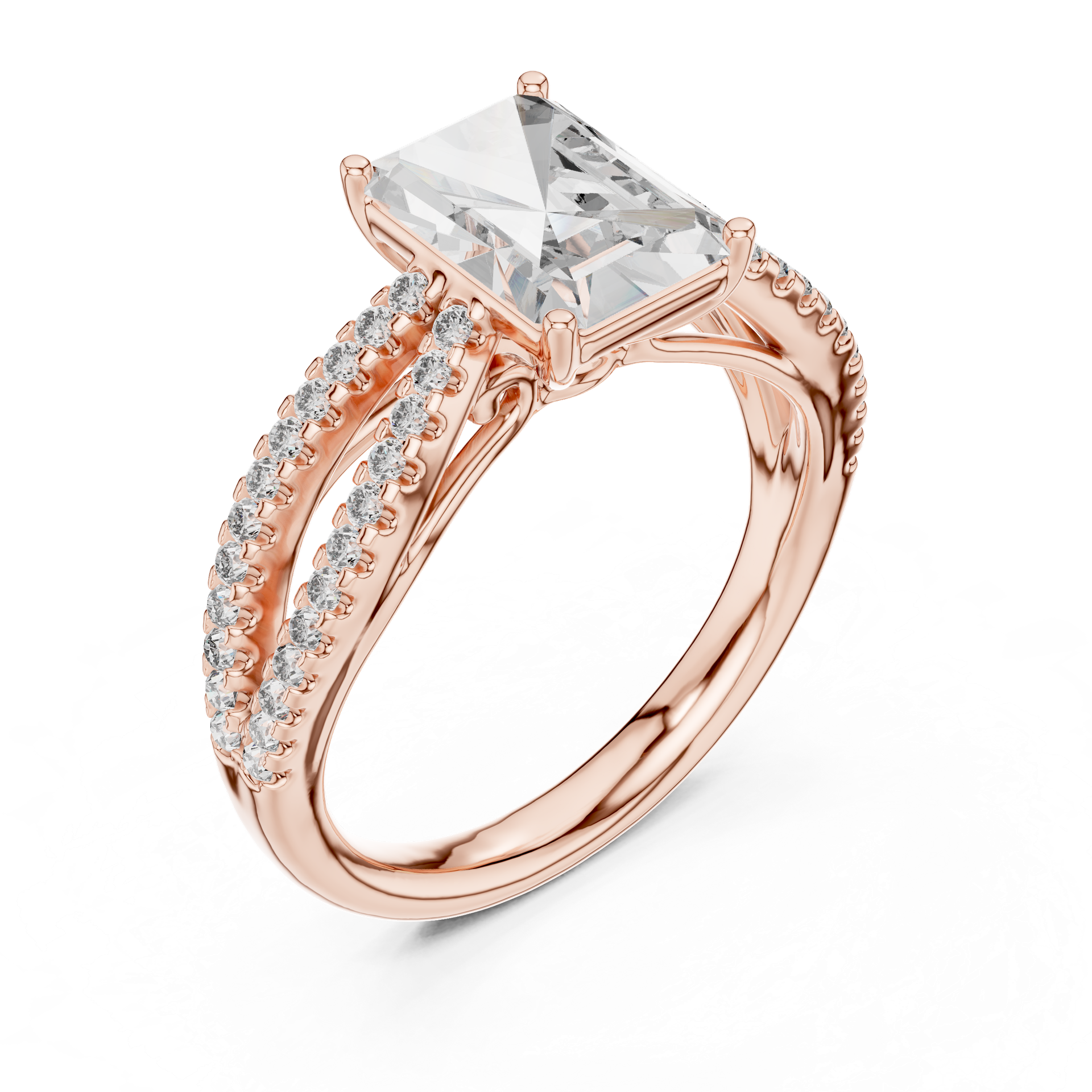 Radiant Cut Diamond Engagement Ring with 2 CT Center | Gold, Silver & Platinum | THE DIAMOWN view 4