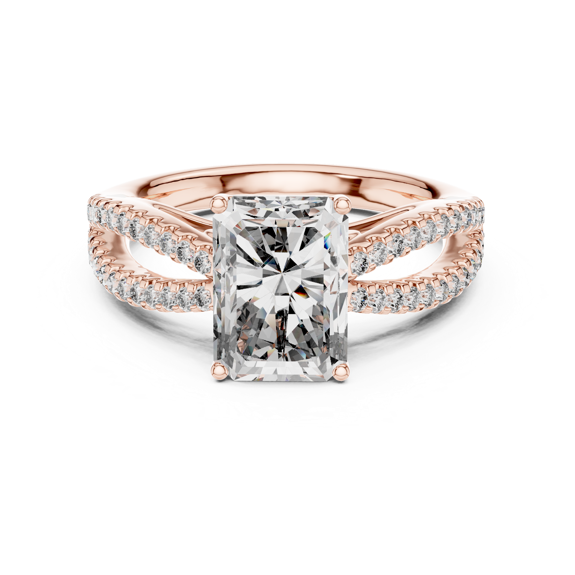Radiant Cut Diamond Engagement Ring with 2 CT Center | Gold, Silver & Platinum | THE DIAMOWN view 2