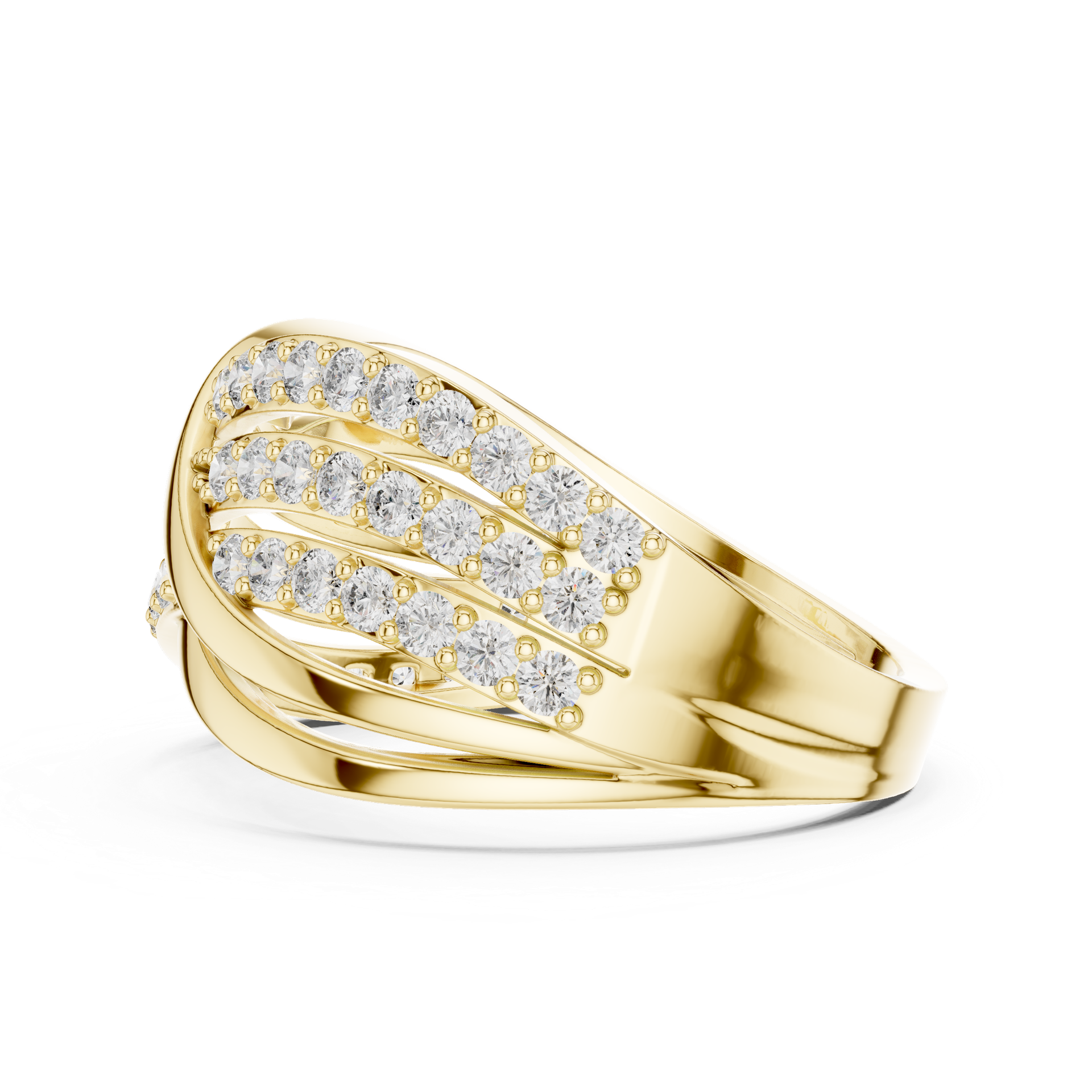 Certified Diamond Crisscross Ring | Triple‑Row Pavé Gold Design | Luxury Fine Jewellery | THE DIAMOWN view 3