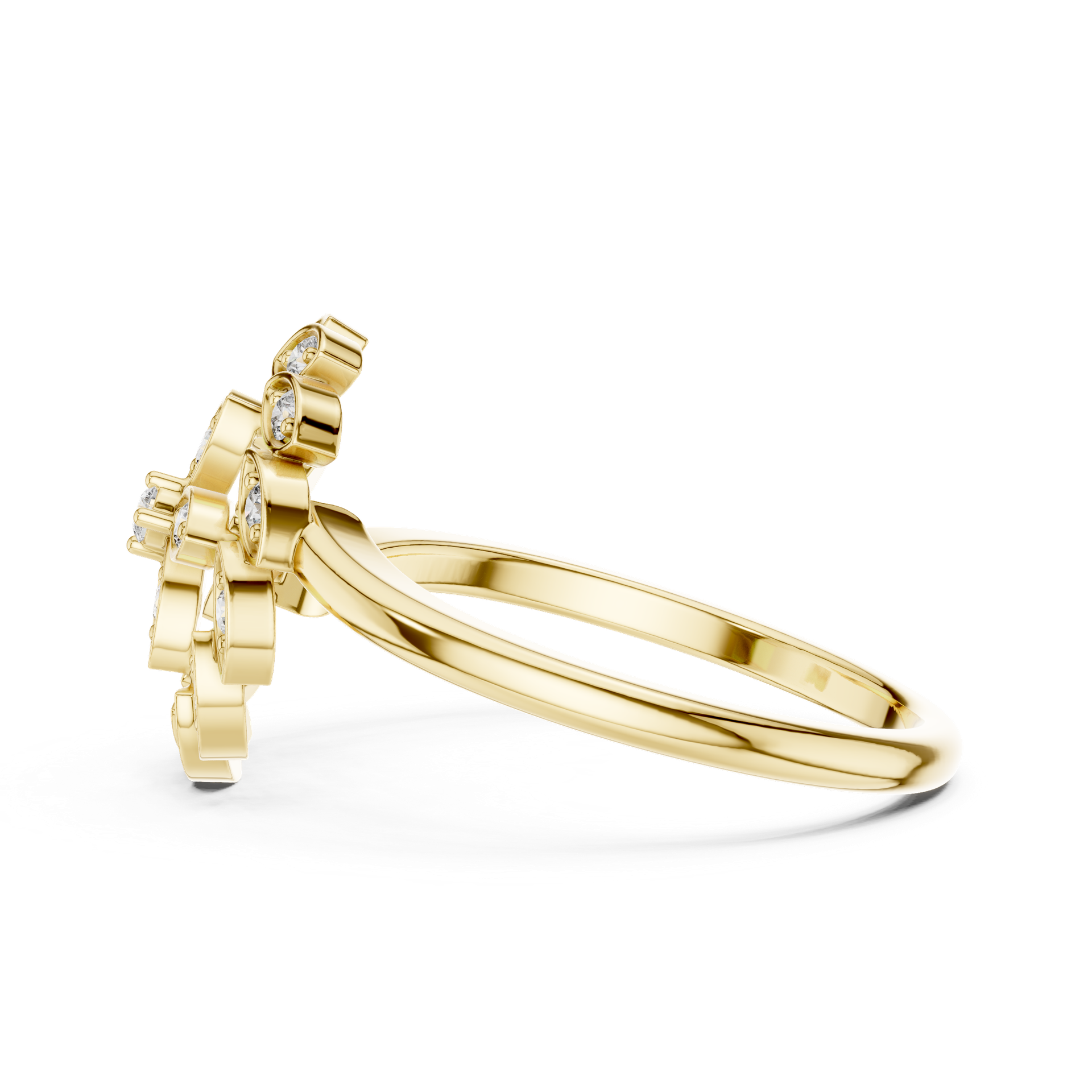 Certified Diamond Floral Ring | Marquise‑Petal Gold Design with Round Diamonds | Luxury Fine Jewellery | THE DIAMOWN view 3