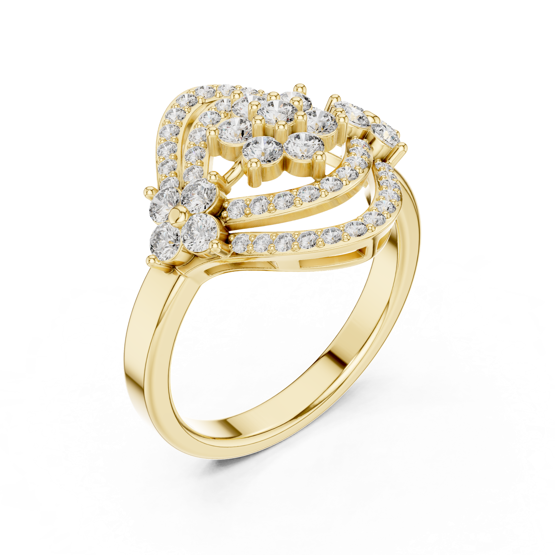 Certified Diamond Floral Halo Ring | Multi‑Layer Gold Design with Round Diamonds | Luxury Fine Jewellery | THE DIAMOWN view 2