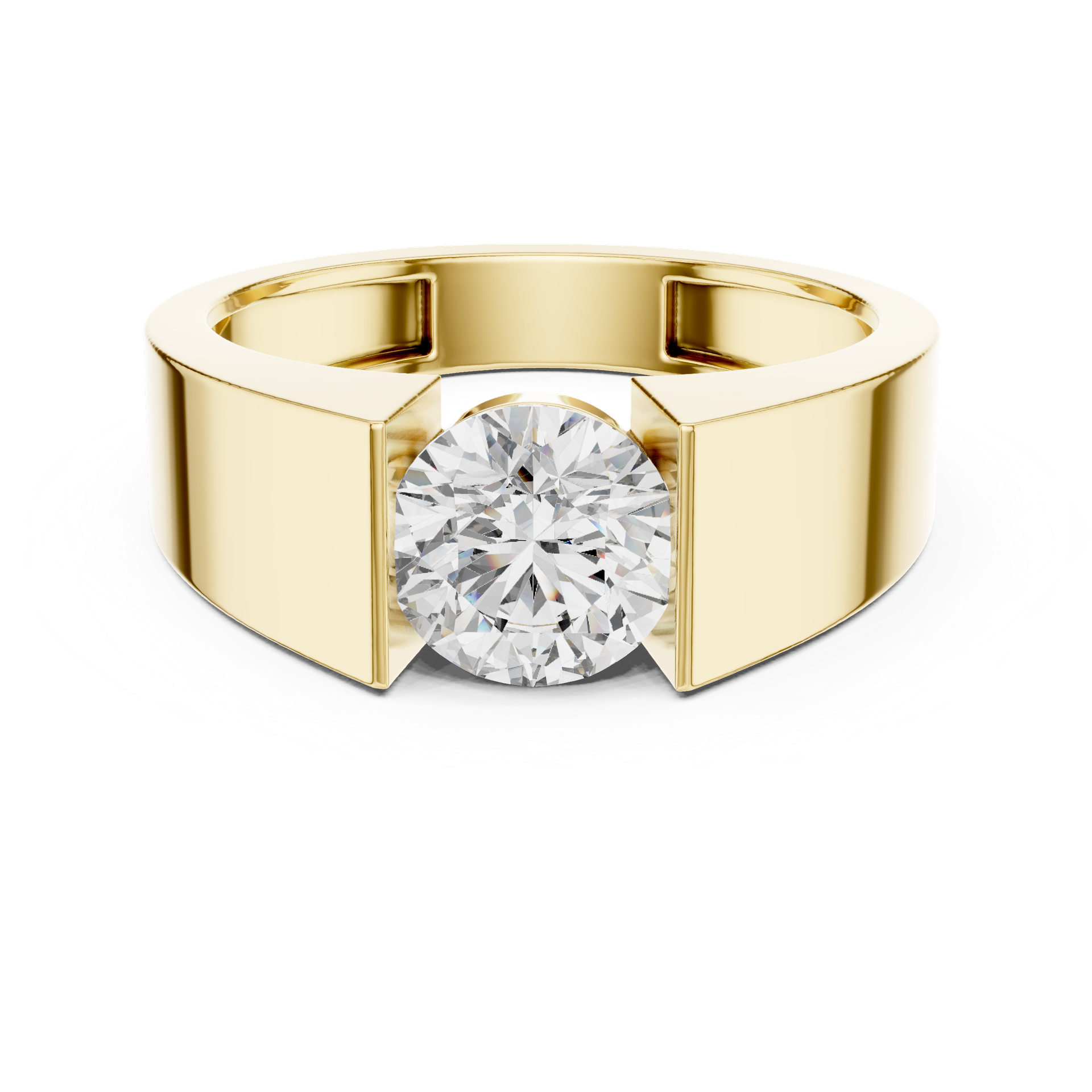 Certified Diamond Men’s Ring | Tension‑Set Round Solitaire in Gold | Luxury Fine Jewellery | THE DIAMOWN view 4