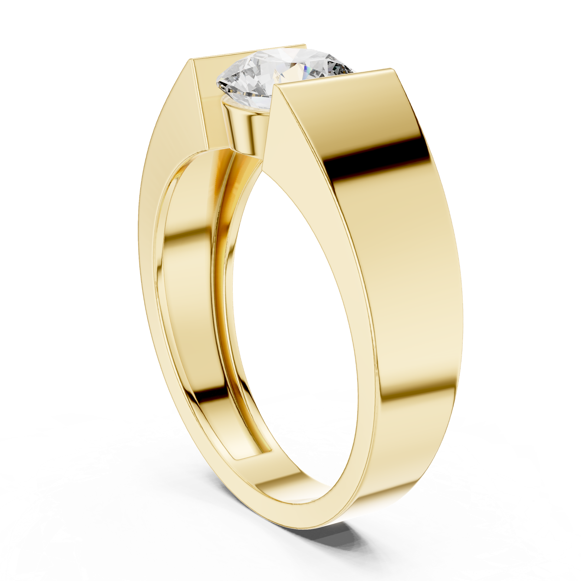 Certified Diamond Men’s Ring | Tension‑Set Round Solitaire in Gold | Luxury Fine Jewellery | THE DIAMOWN view 2