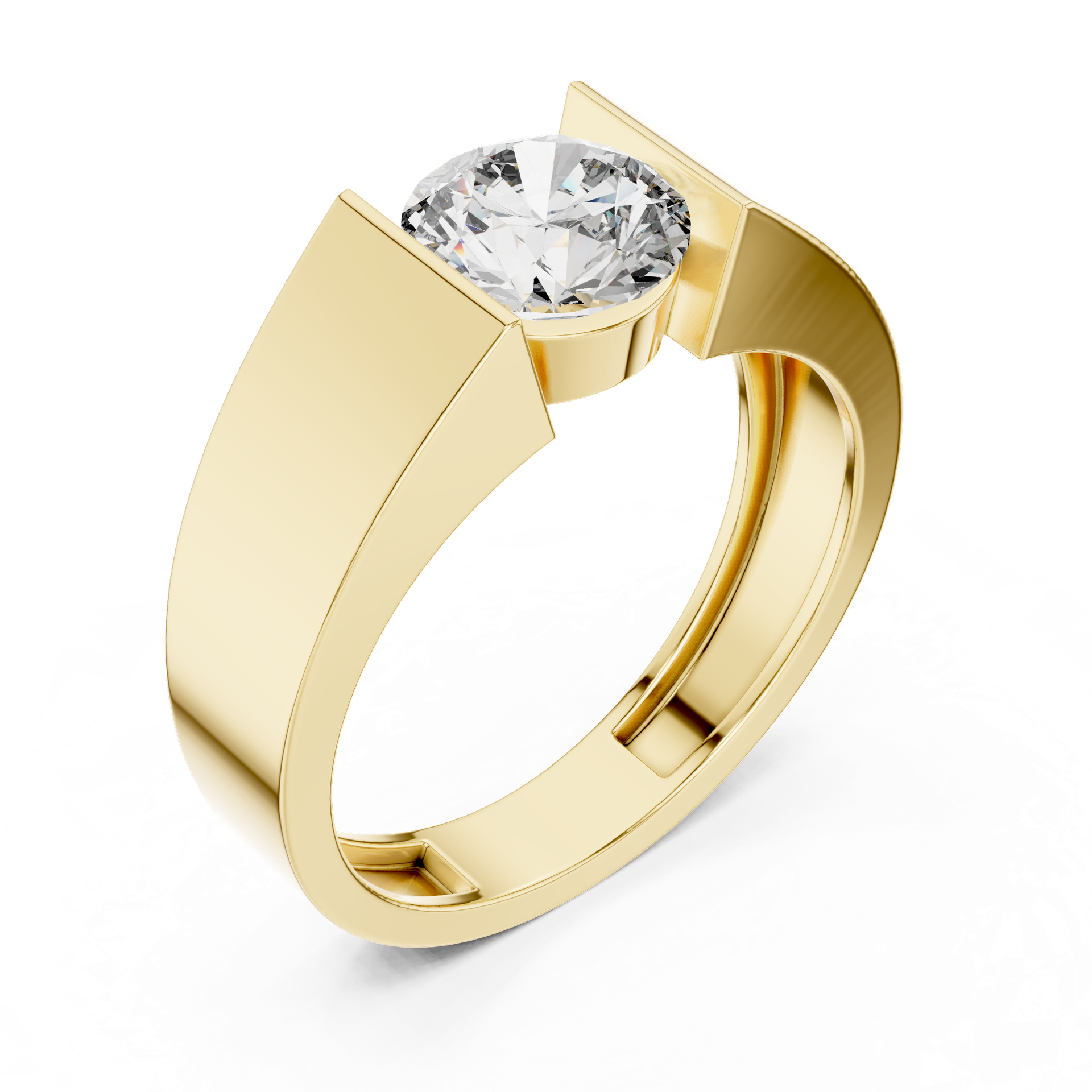 Certified Diamond Men’s Ring | Tension‑Set Round Solitaire in Gold | Luxury Fine Jewellery | THE DIAMOWN