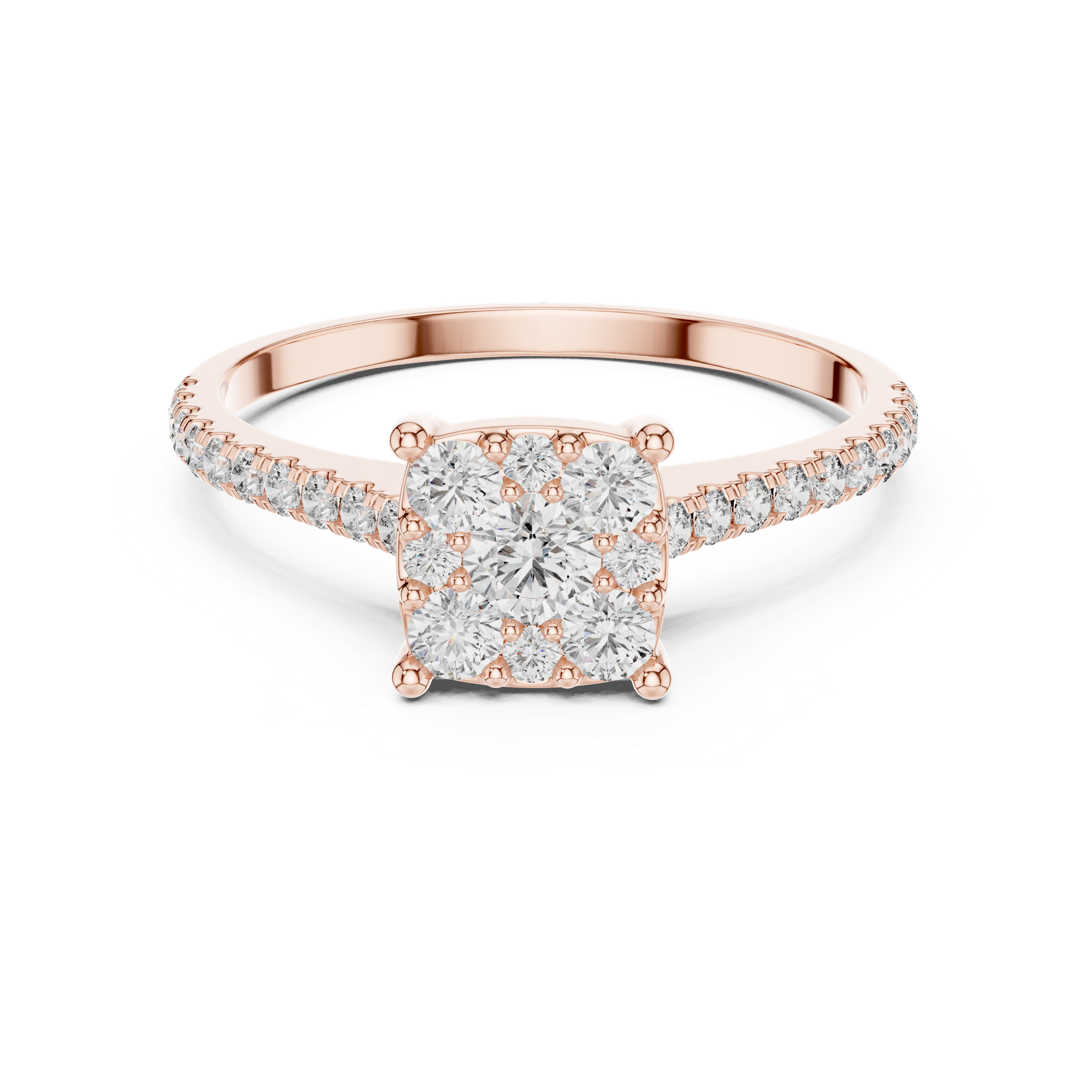 Diamond Cluster Engagement Ring in Gold, Silver & Platinum | Elegant Pave Ring view 4