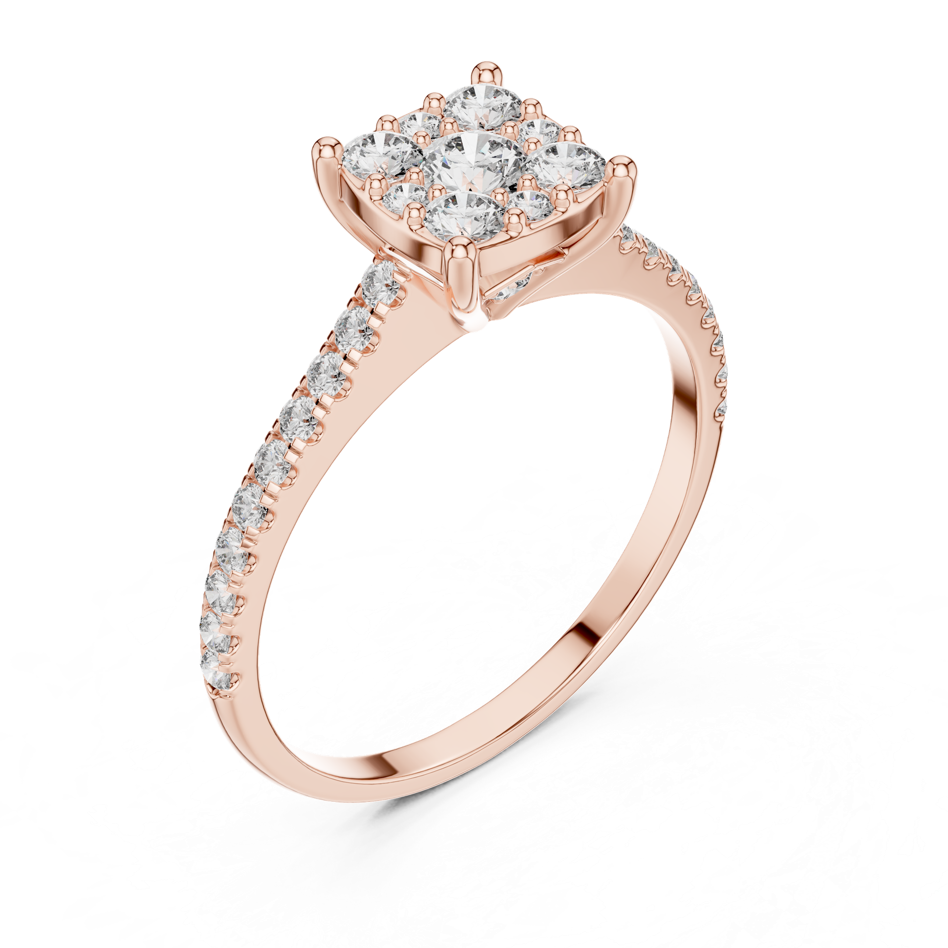 Diamond Cluster Engagement Ring in Gold, Silver & Platinum | Elegant Pave Ring