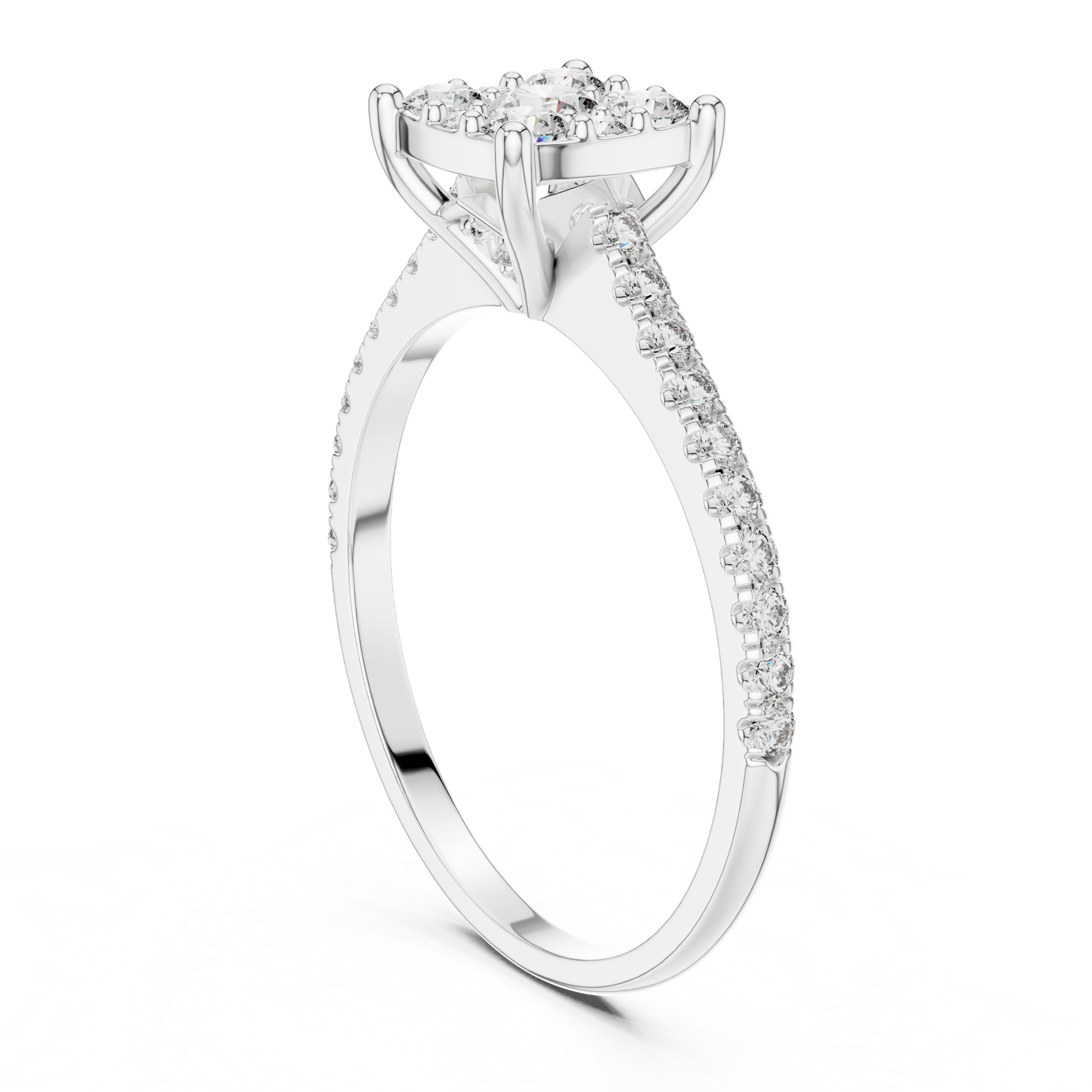 Diamond Cluster Engagement Ring in Gold, Silver & Platinum | Elegant Pave Ring
