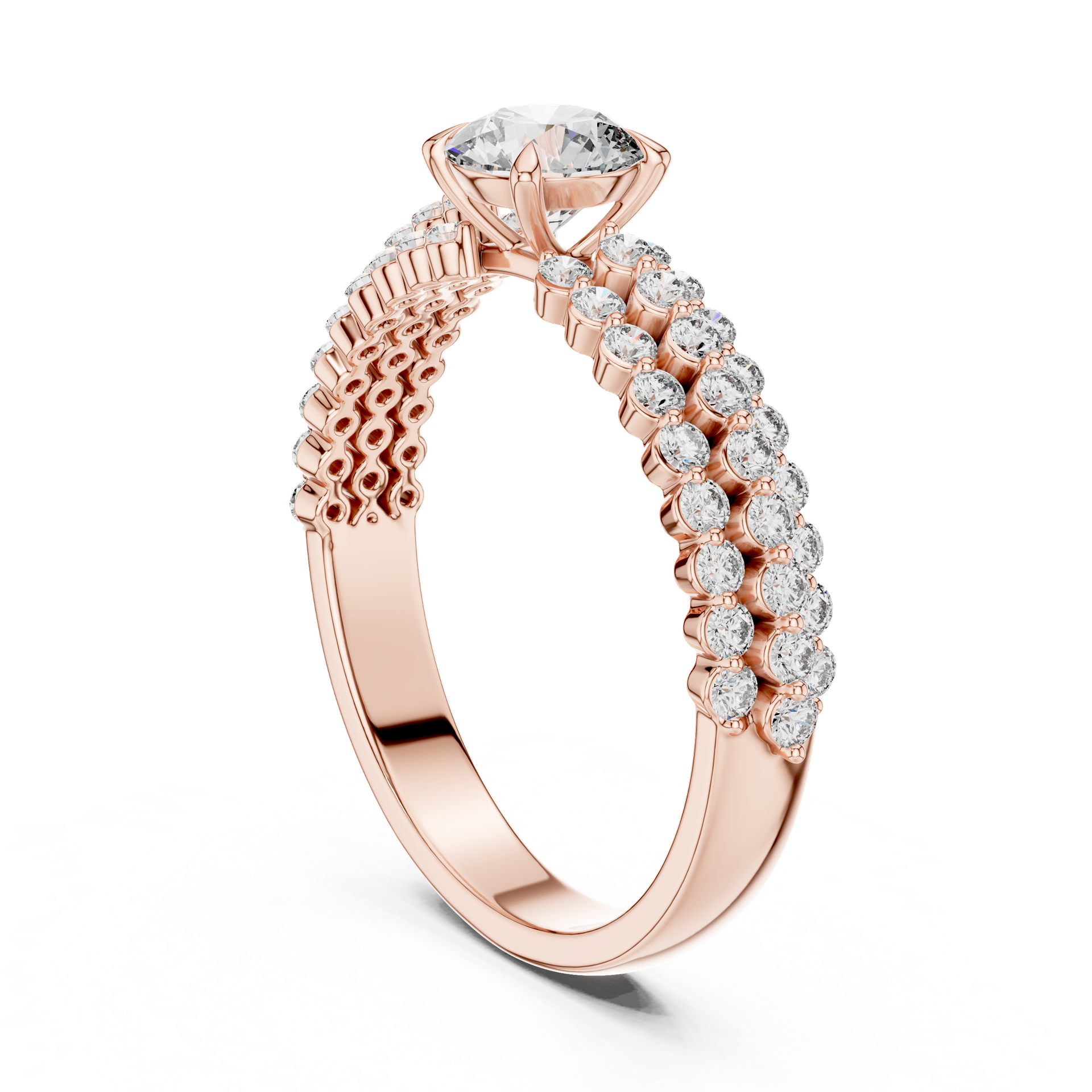 Twisted Diamond Engagement Ring in Gold, Silver & Platinum view 1