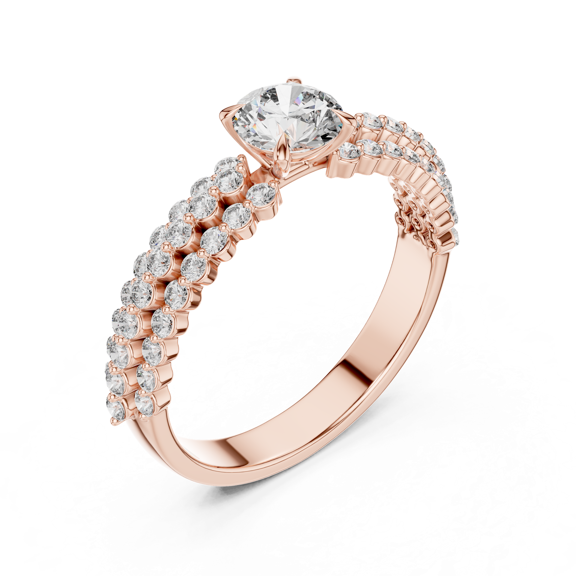 Twisted Diamond Engagement Ring in Gold, Silver & Platinum view 2