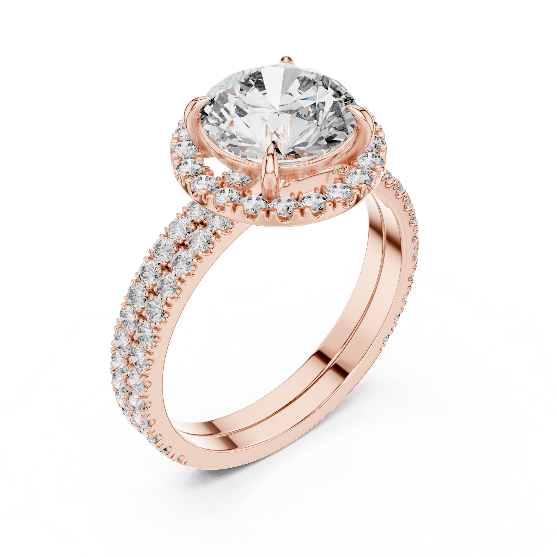 Halo Diamond Engagement Ring in Gold, Silver & Platinum view 3