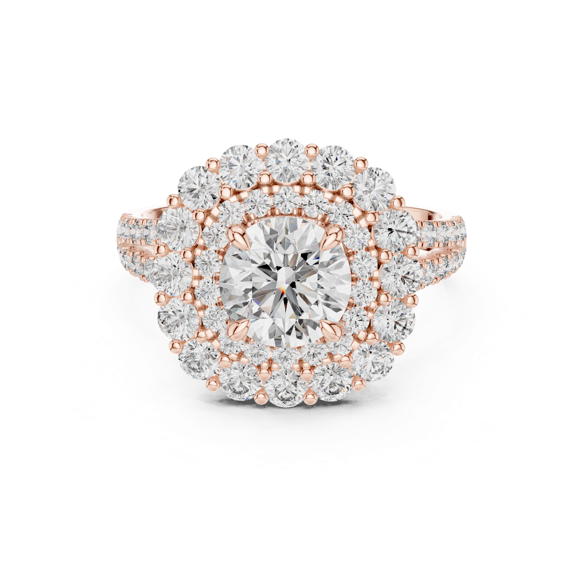 Floral Halo Diamond Ring in Gold, Silver & Platinum view 4