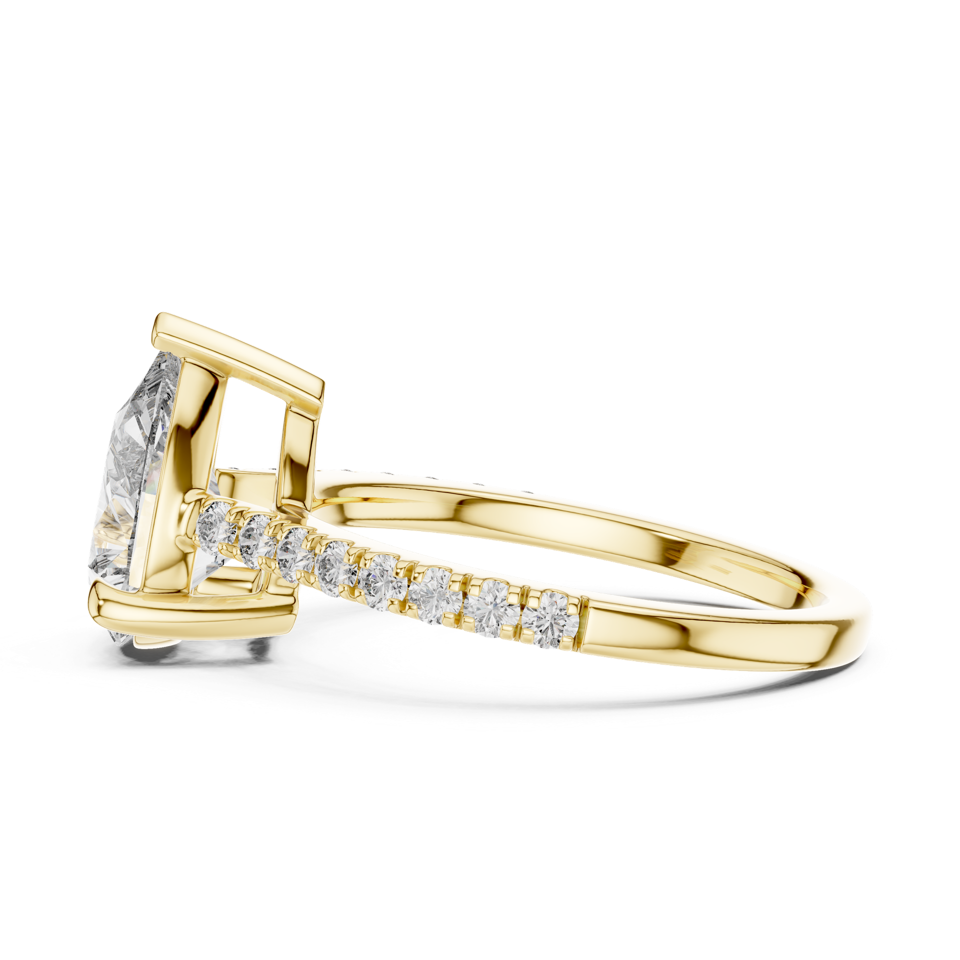 Pear Shape Halo Diamond Ring view 3