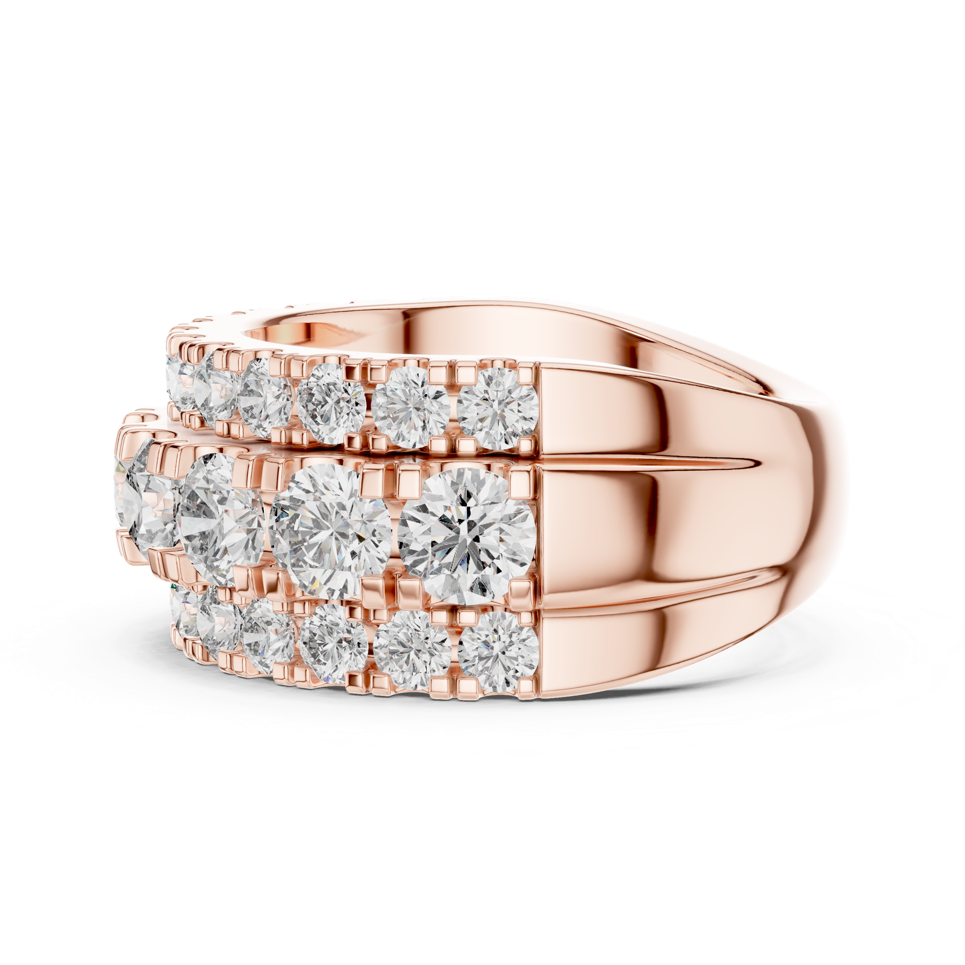 Multi-Row Diamond Band Ring in Gold, Silver & Platinum view 3