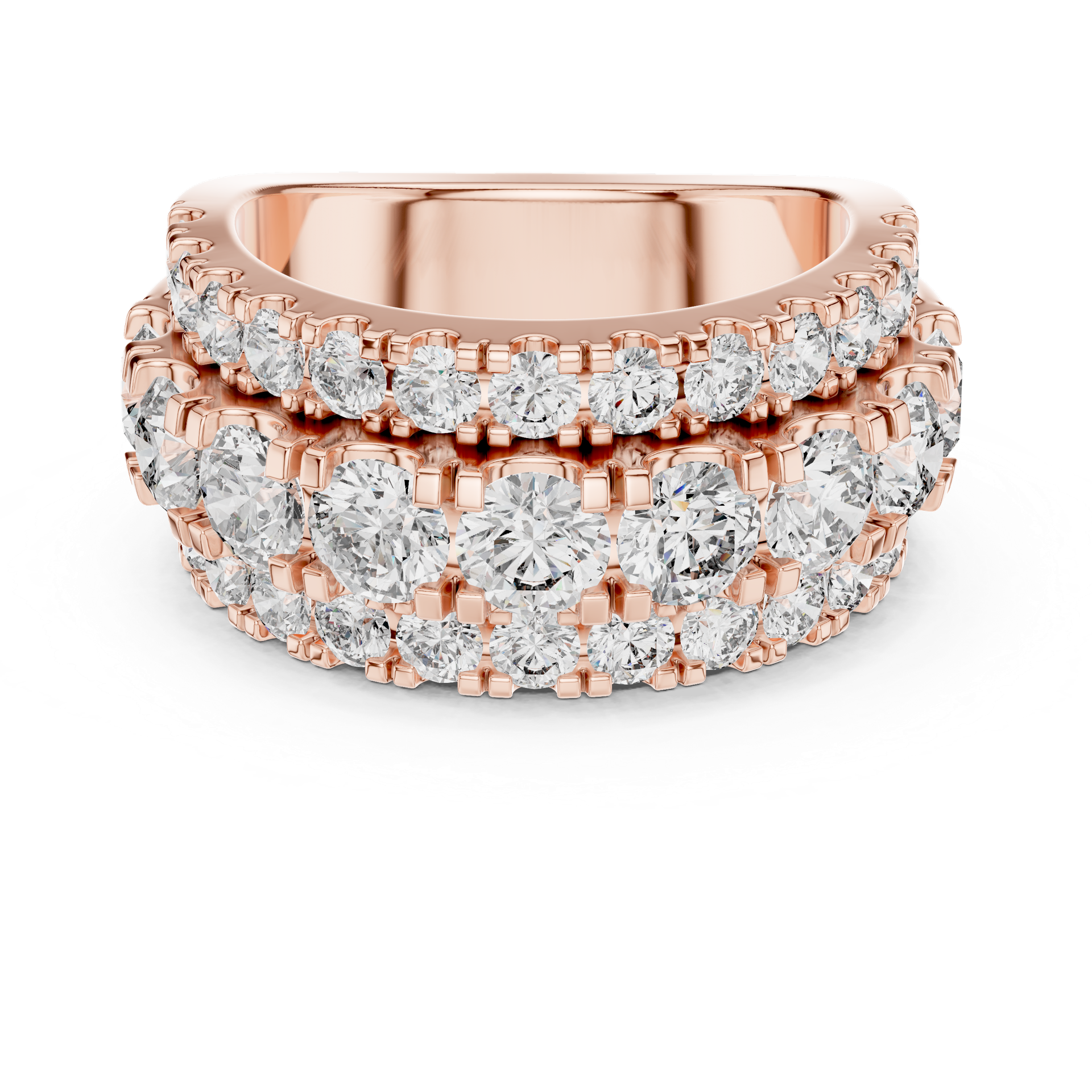Multi-Row Diamond Band Ring in Gold, Silver & Platinum view 4