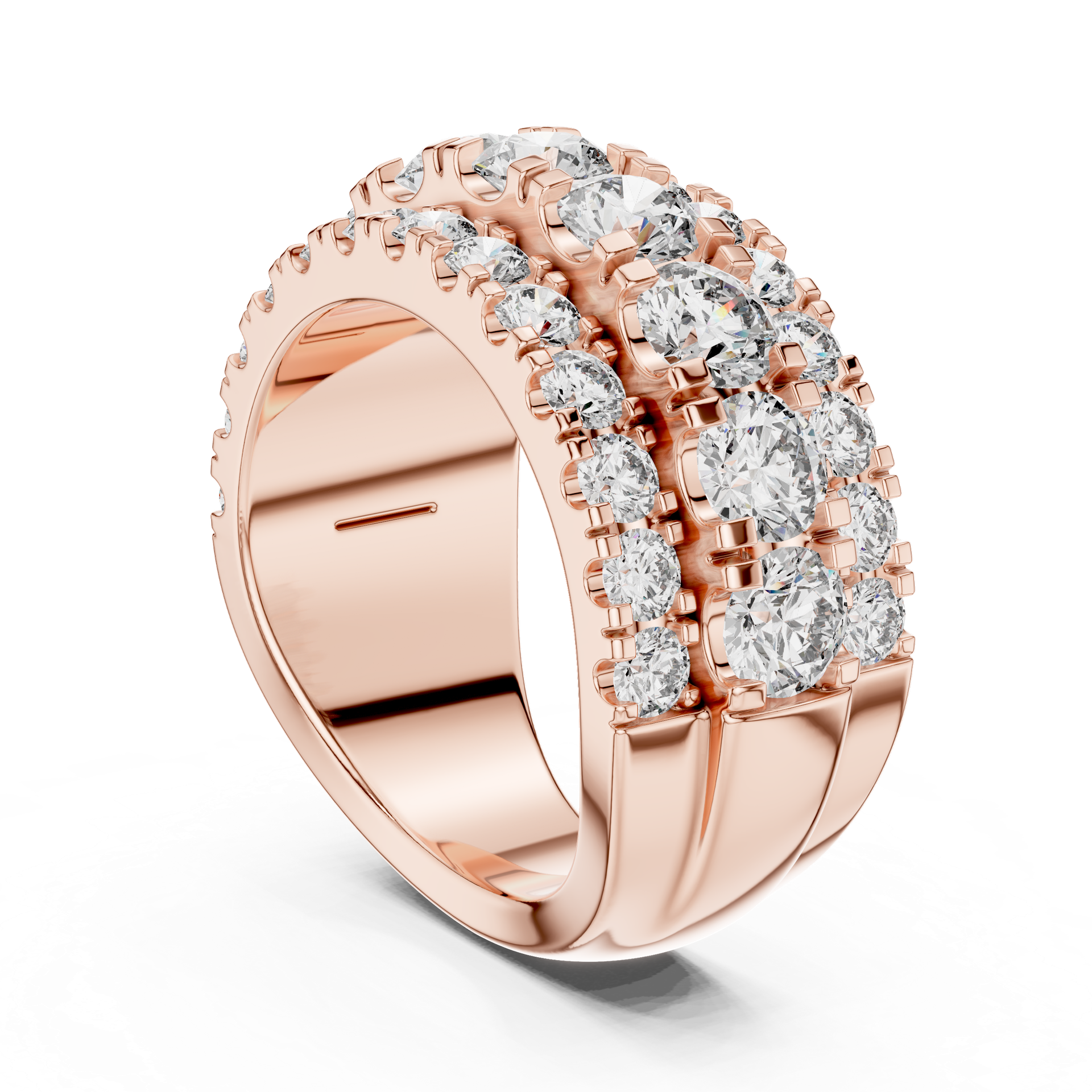 Multi-Row Diamond Band Ring in Gold, Silver & Platinum view 1