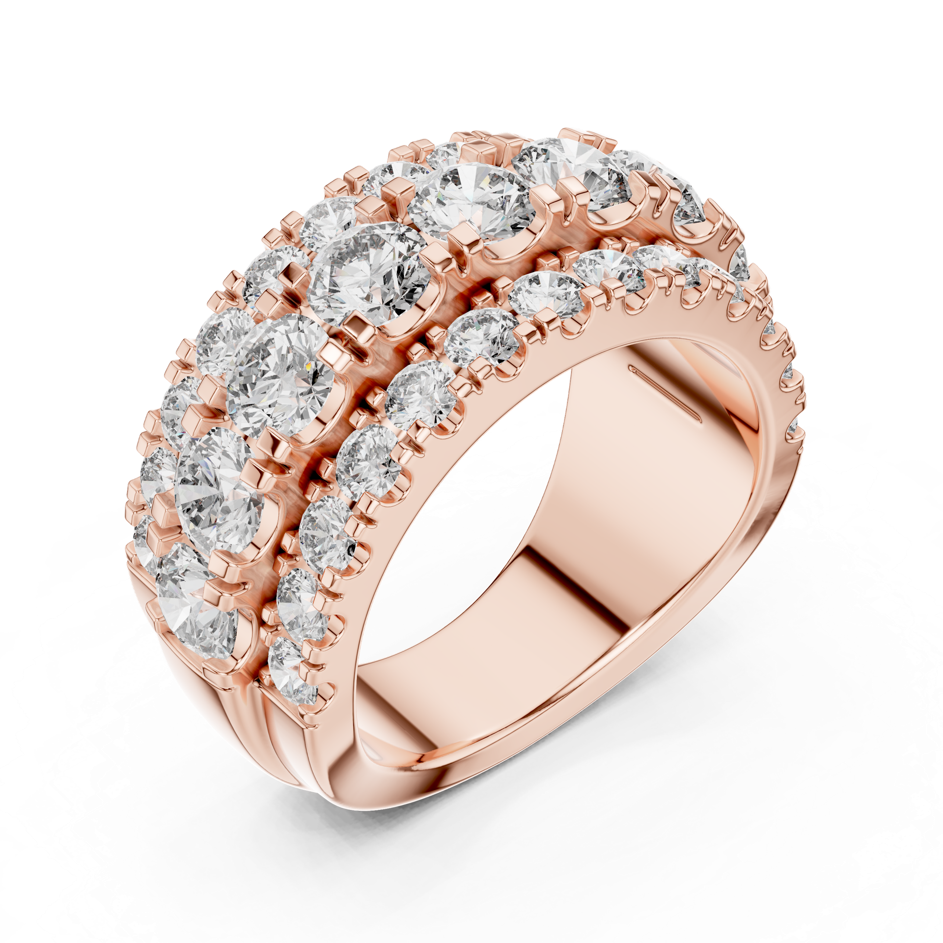 Multi-Row Diamond Band Ring in Gold, Silver & Platinum view 2
