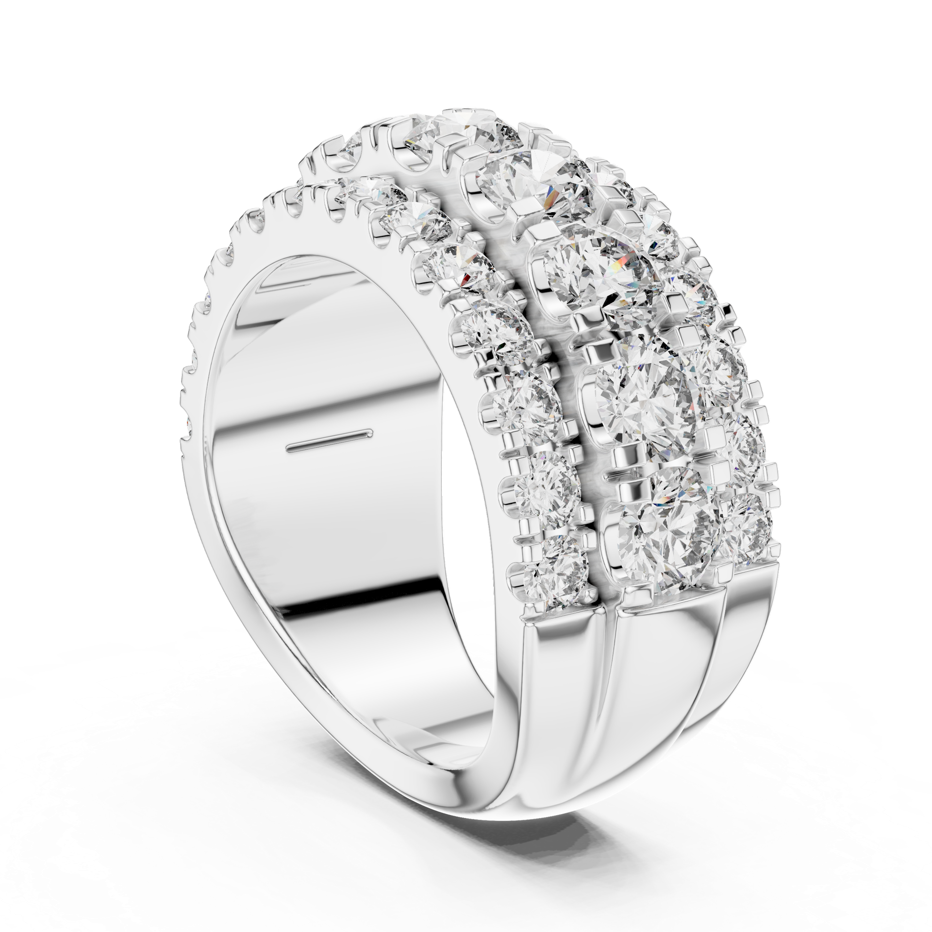 Multi-Row Diamond Band Ring in Gold, Silver & Platinum