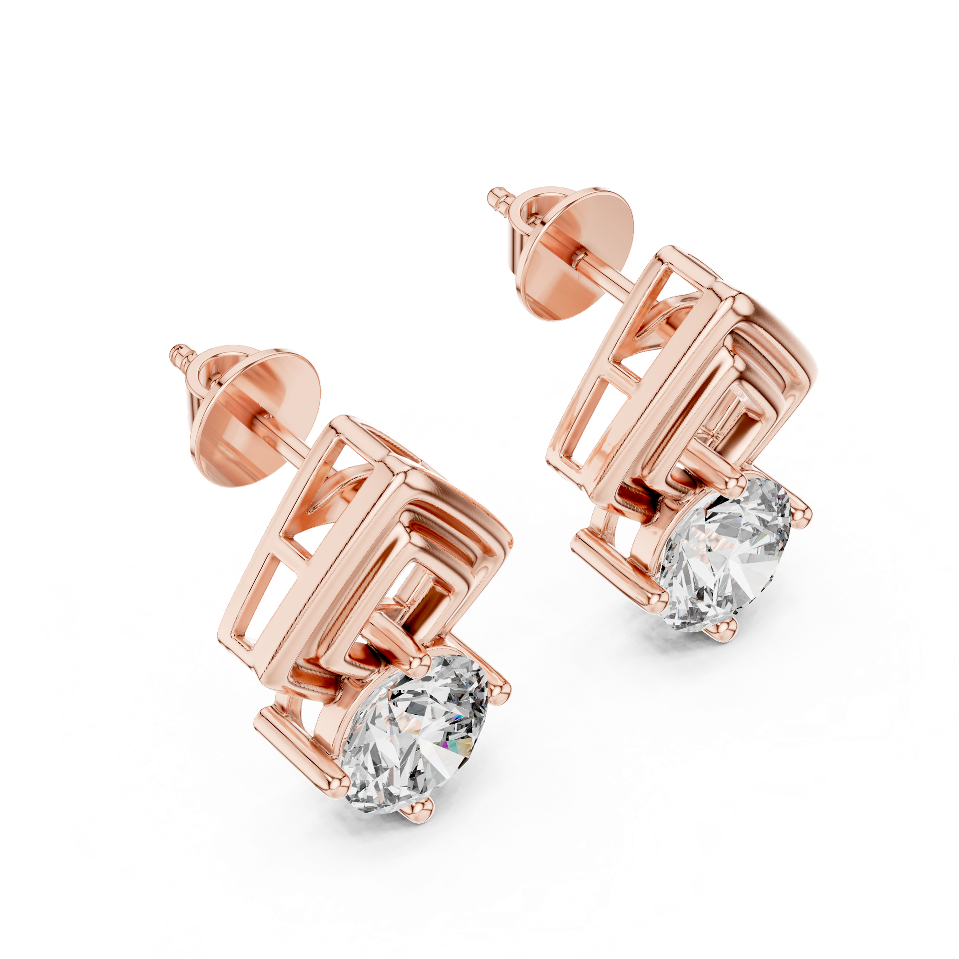 2.50 Diamond Stud Drop Earrings in Gold, Silver & Platinum | Luxury Earrings view 3