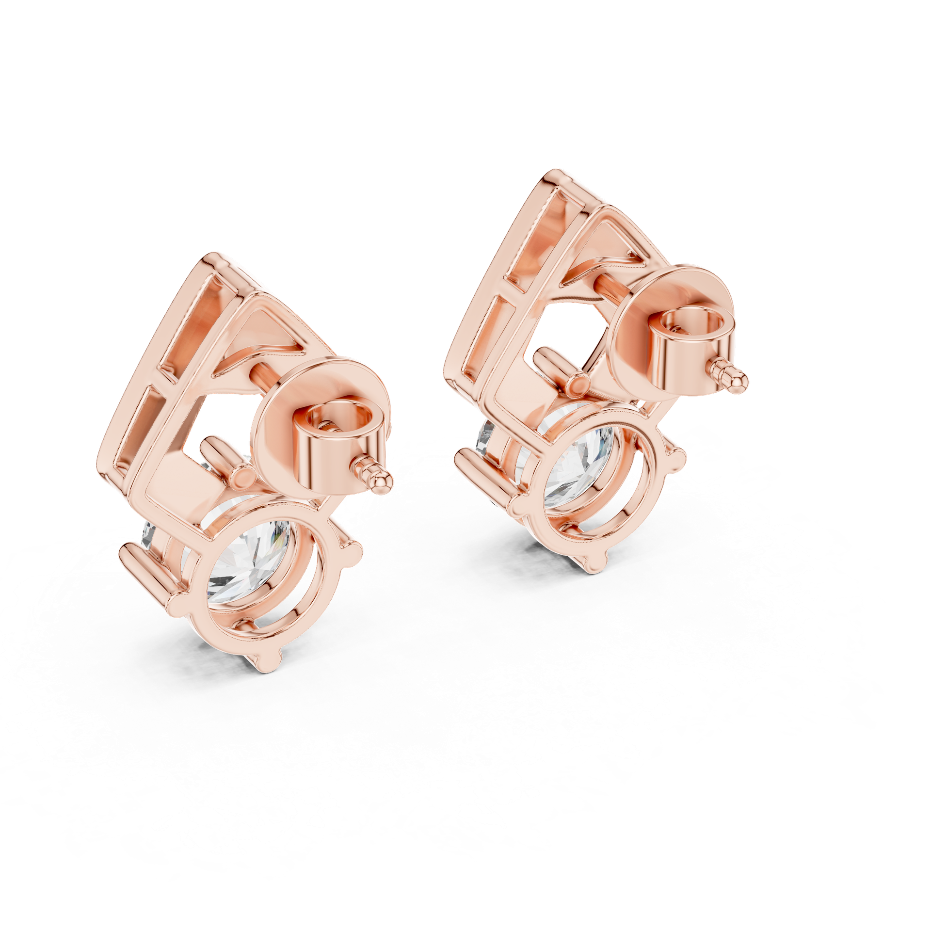 2.50 Diamond Stud Drop Earrings in Gold, Silver & Platinum | Luxury Earrings view 1