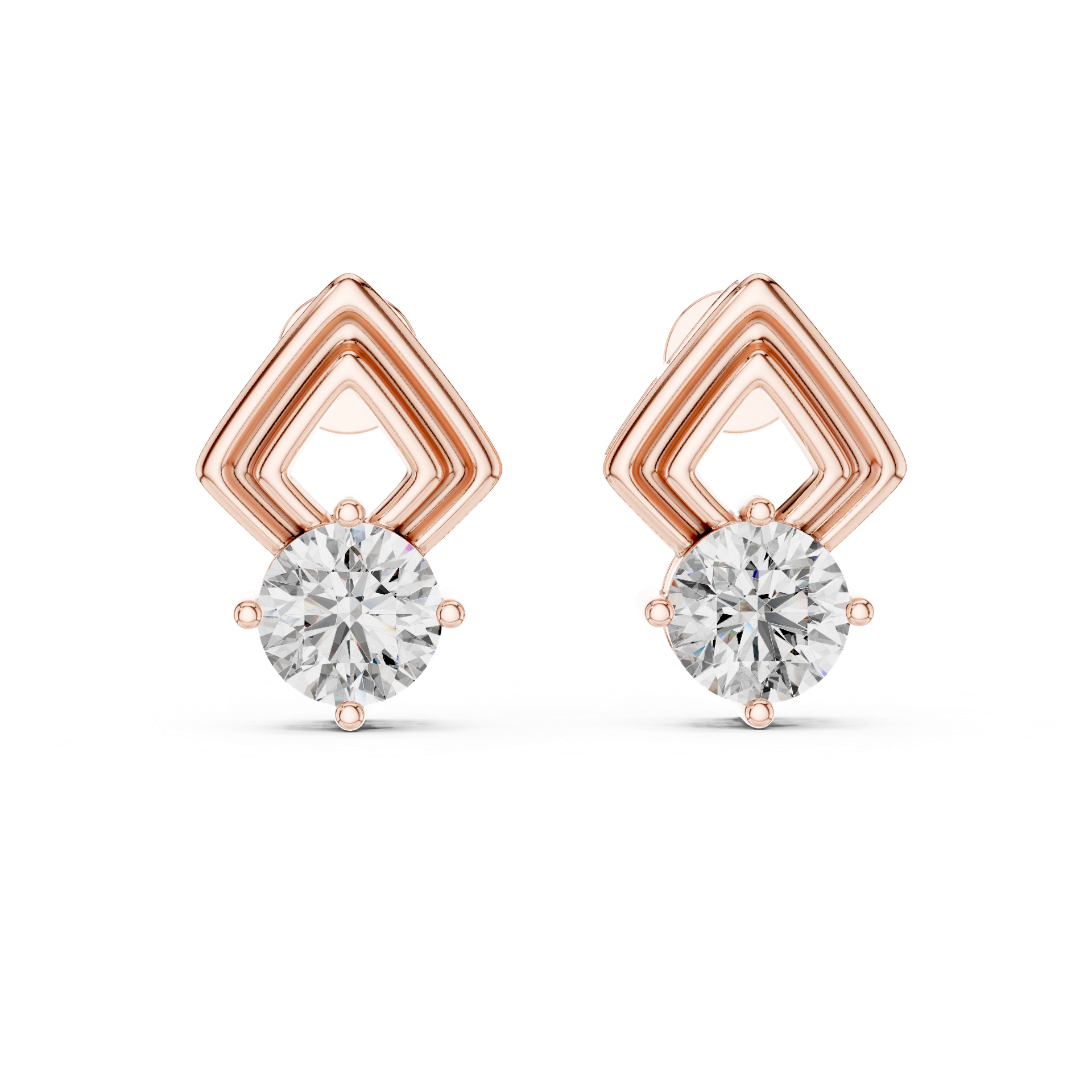 2.50 Diamond Stud Drop Earrings in Gold, Silver & Platinum | Luxury Earrings view 2