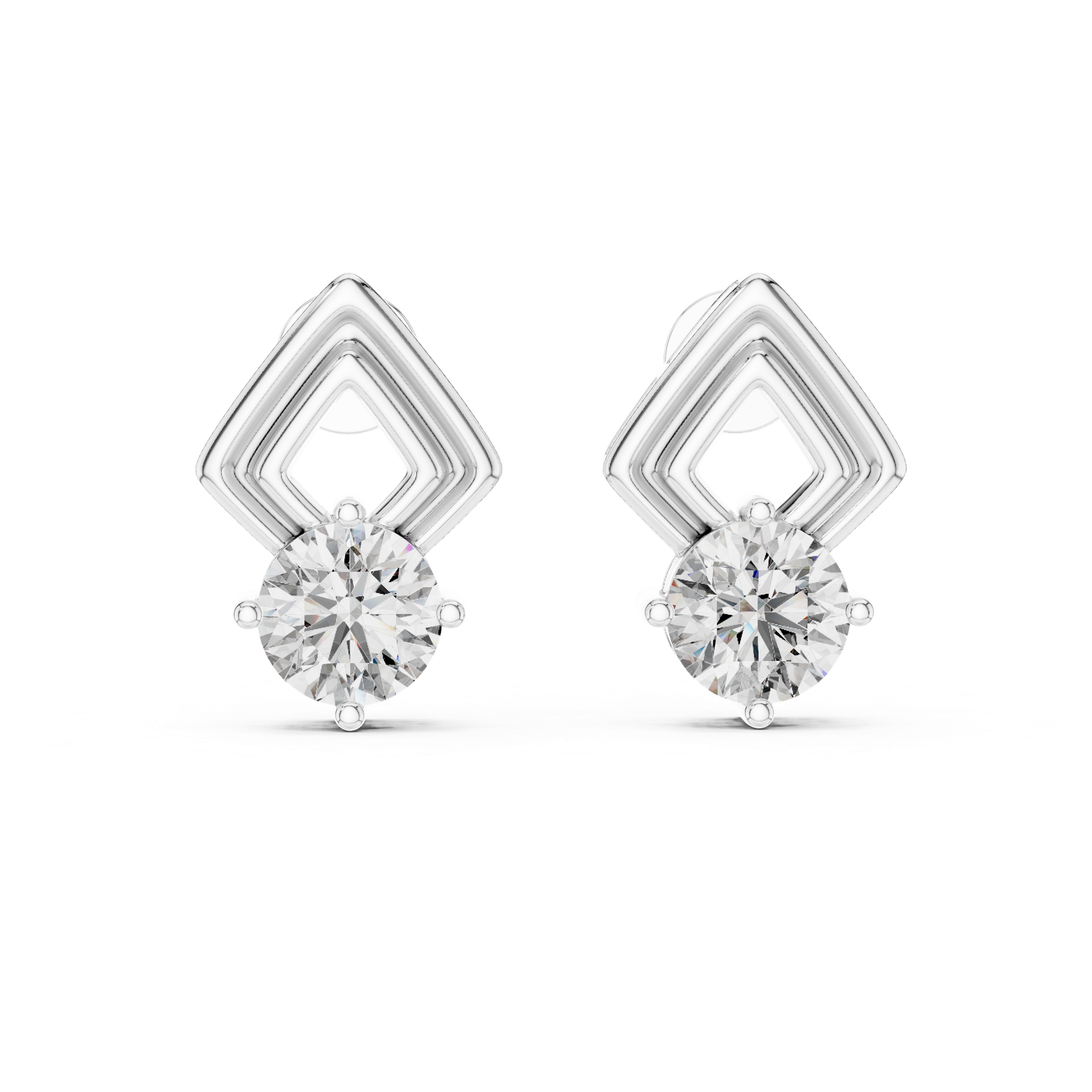 2.50 Diamond Stud Drop Earrings in Gold, Silver & Platinum | Luxury Earrings