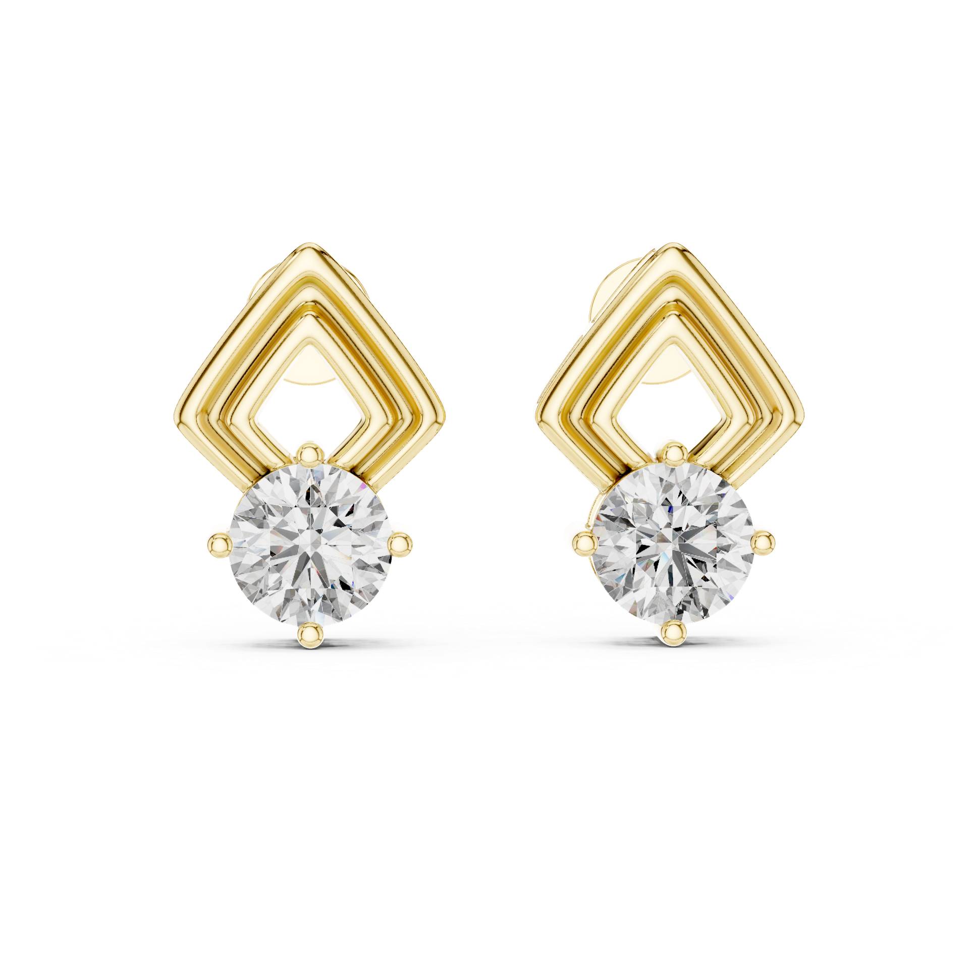 2.50 Diamond Stud Drop Earrings in Gold, Silver & Platinum | Luxury Earrings view 3