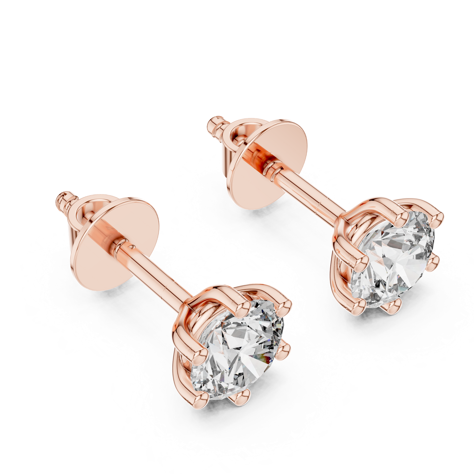 Round Cut Diamond Stud Earrings in Gold, Silver & Platinum view 3