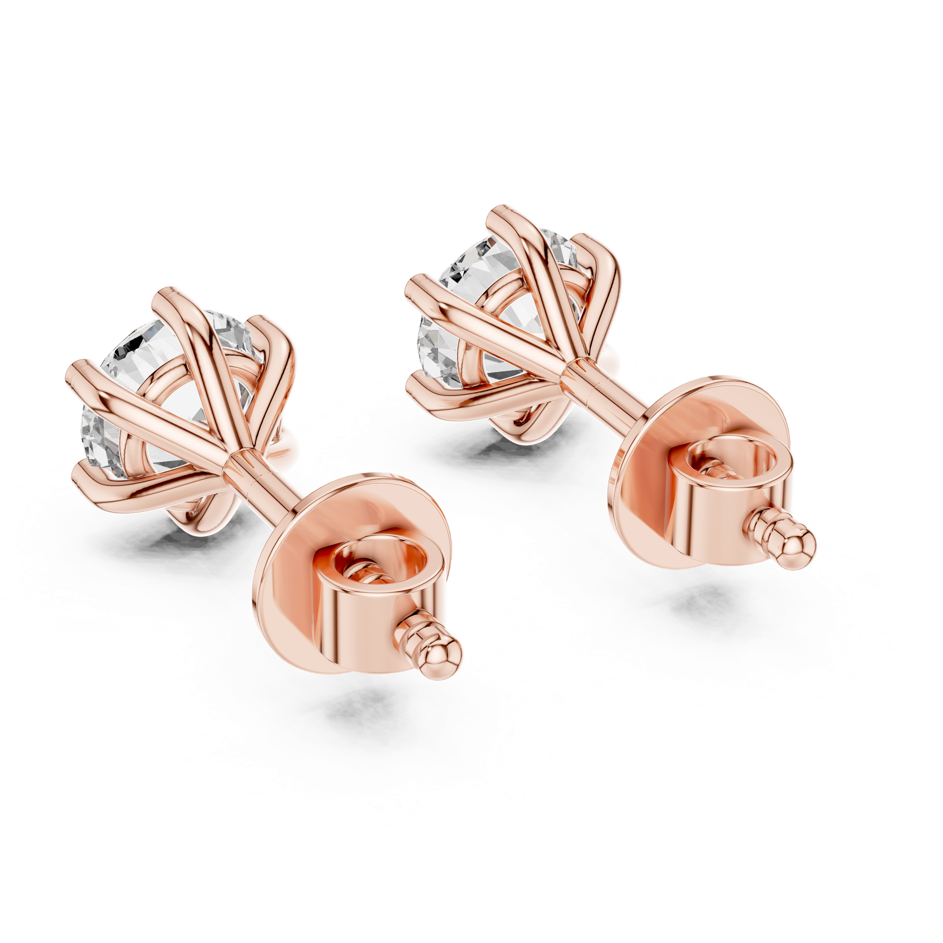 Round Cut Diamond Stud Earrings in Gold, Silver & Platinum view 2