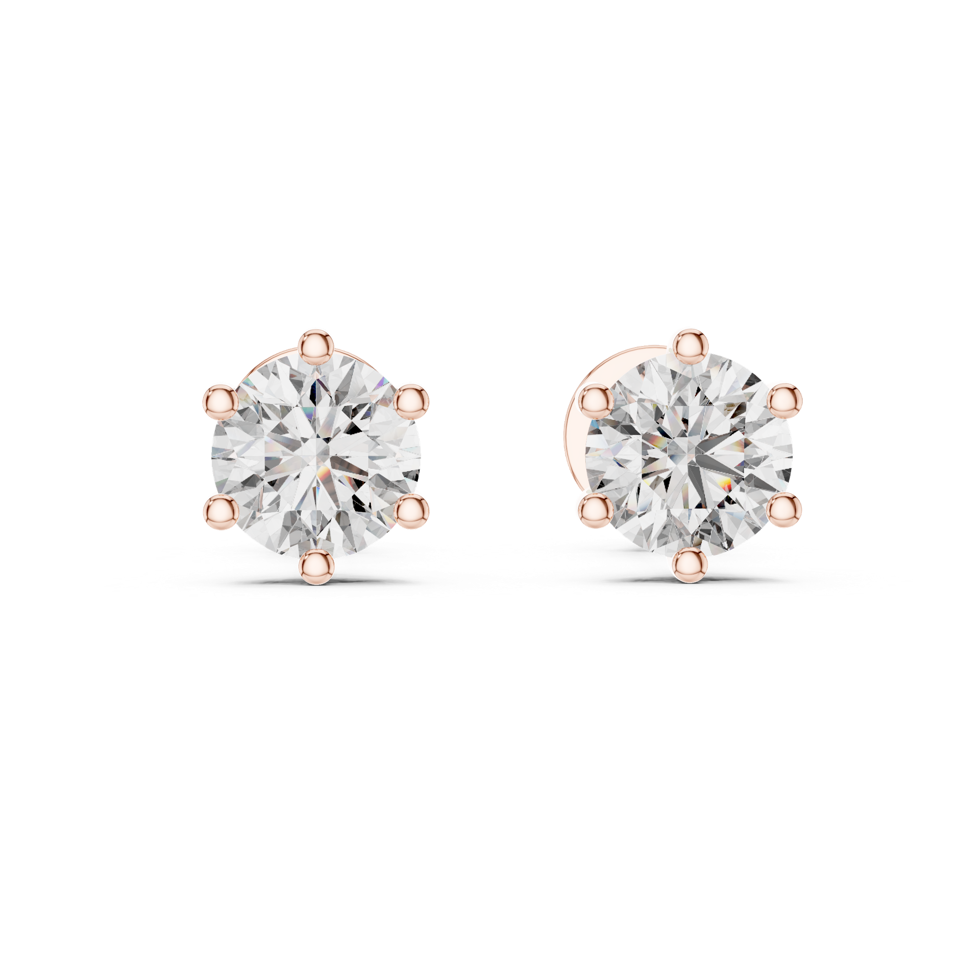 Round Cut Diamond Stud Earrings in Gold, Silver & Platinum view 1