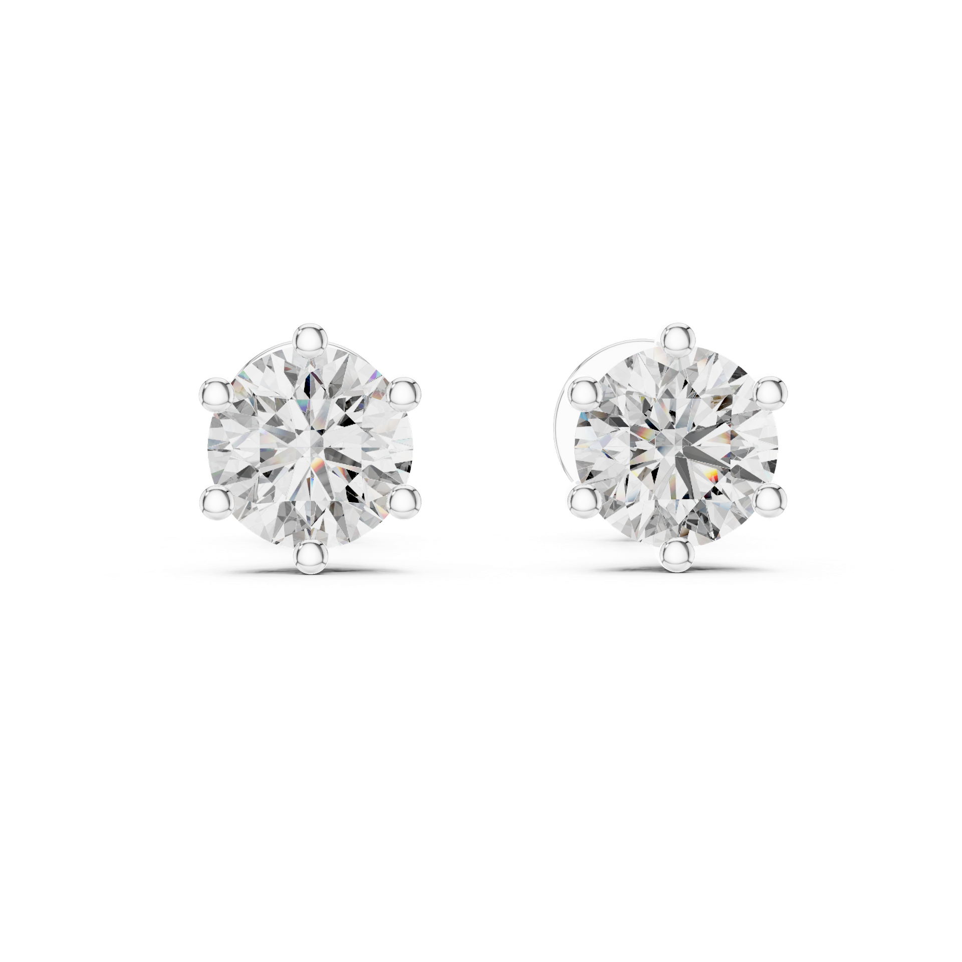Round Cut Diamond Stud Earrings in Gold, Silver & Platinum