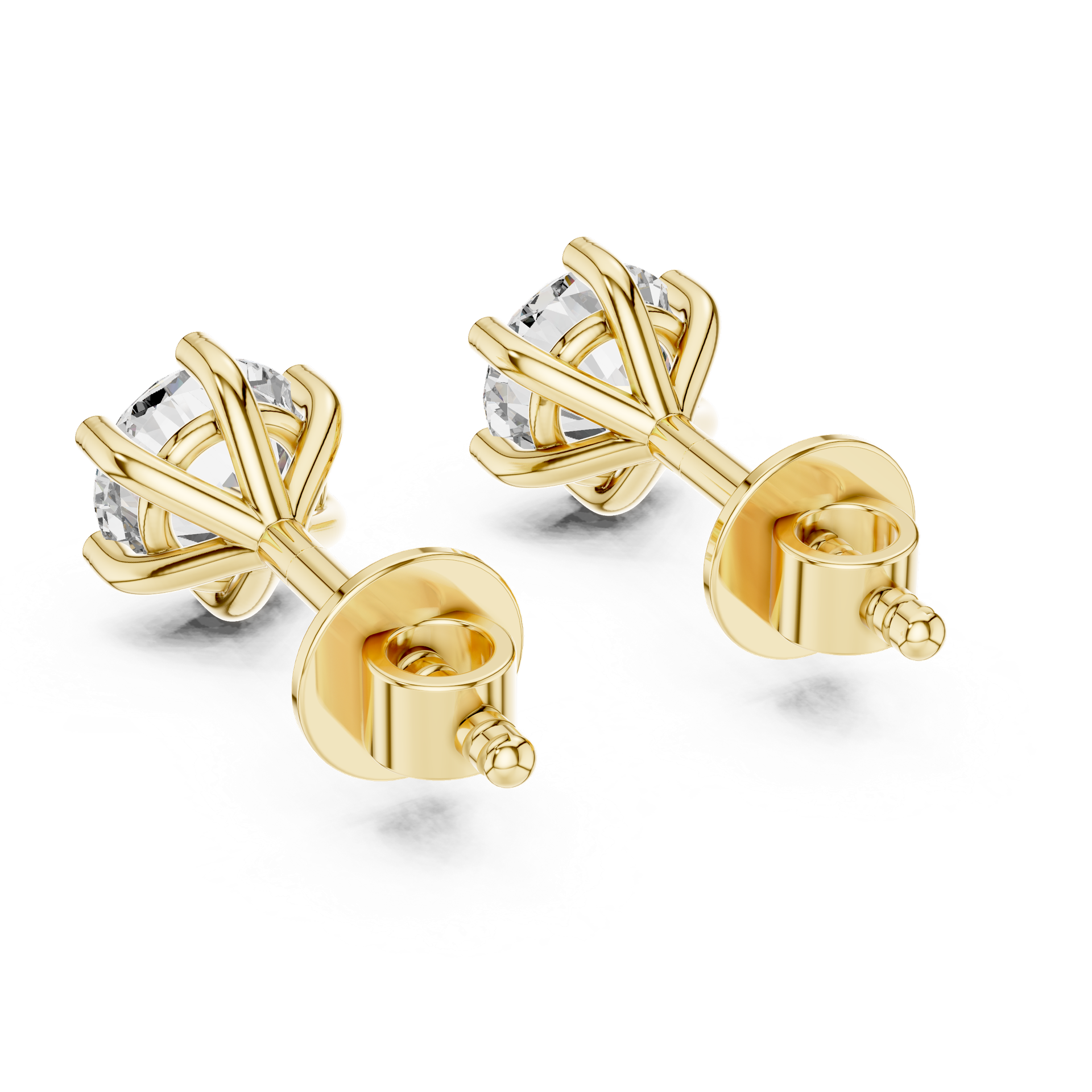 Round Cut Diamond Stud Earrings in Gold, Silver & Platinum view 2