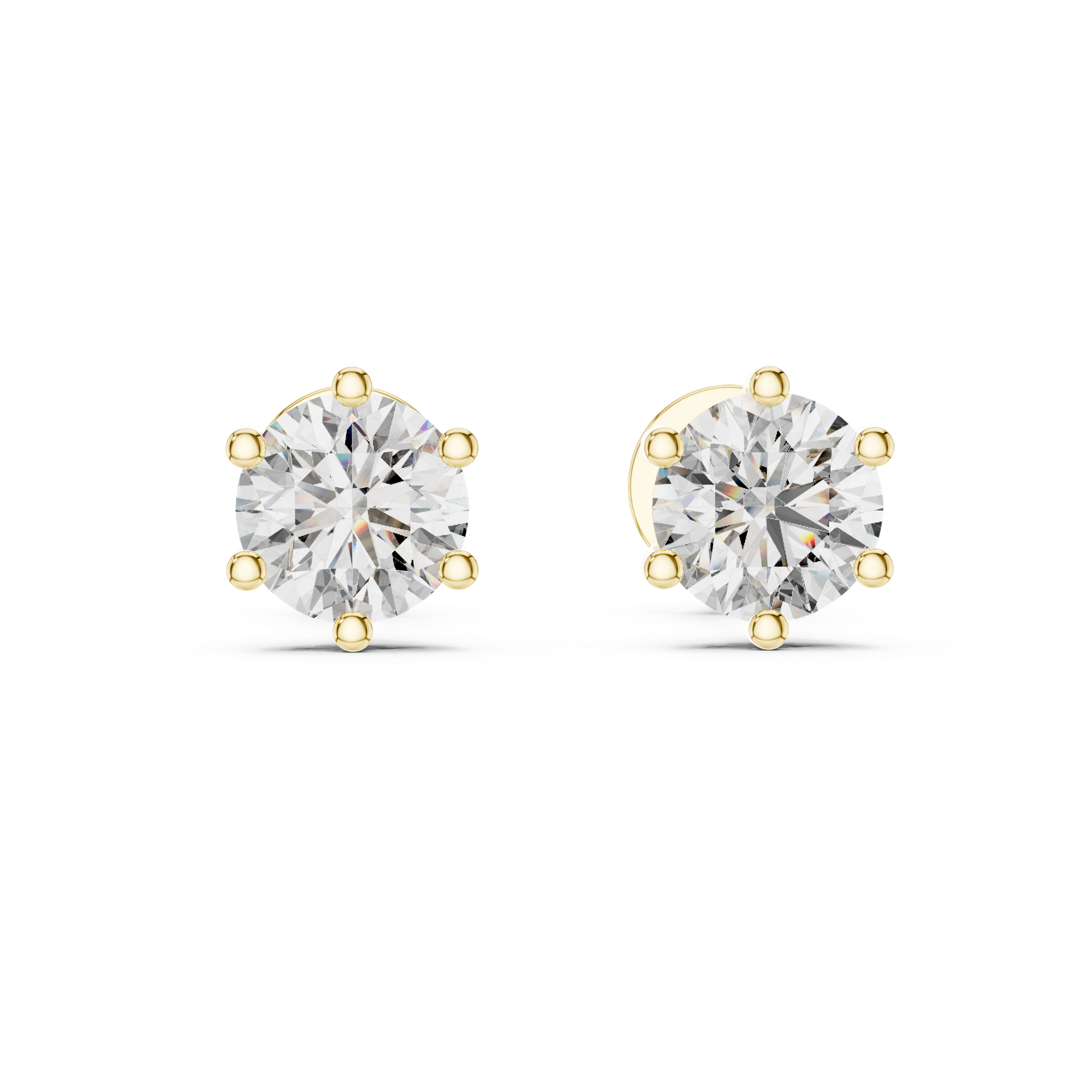 Round Cut Diamond Stud Earrings in Gold, Silver & Platinum view 3