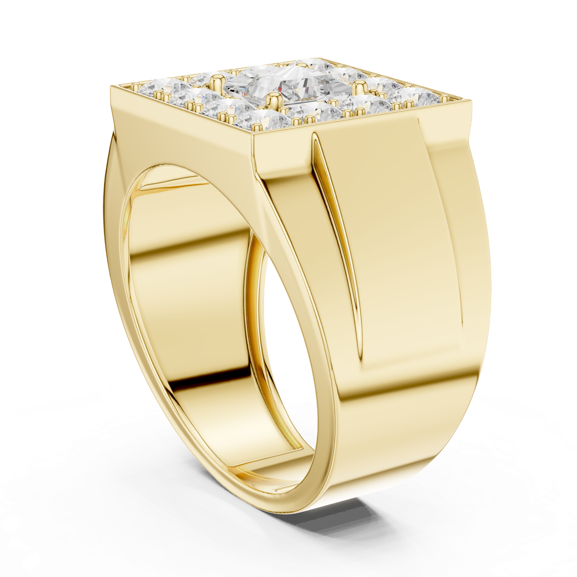 Men's Square Diamond Ring in Gold, Silver & Platinum