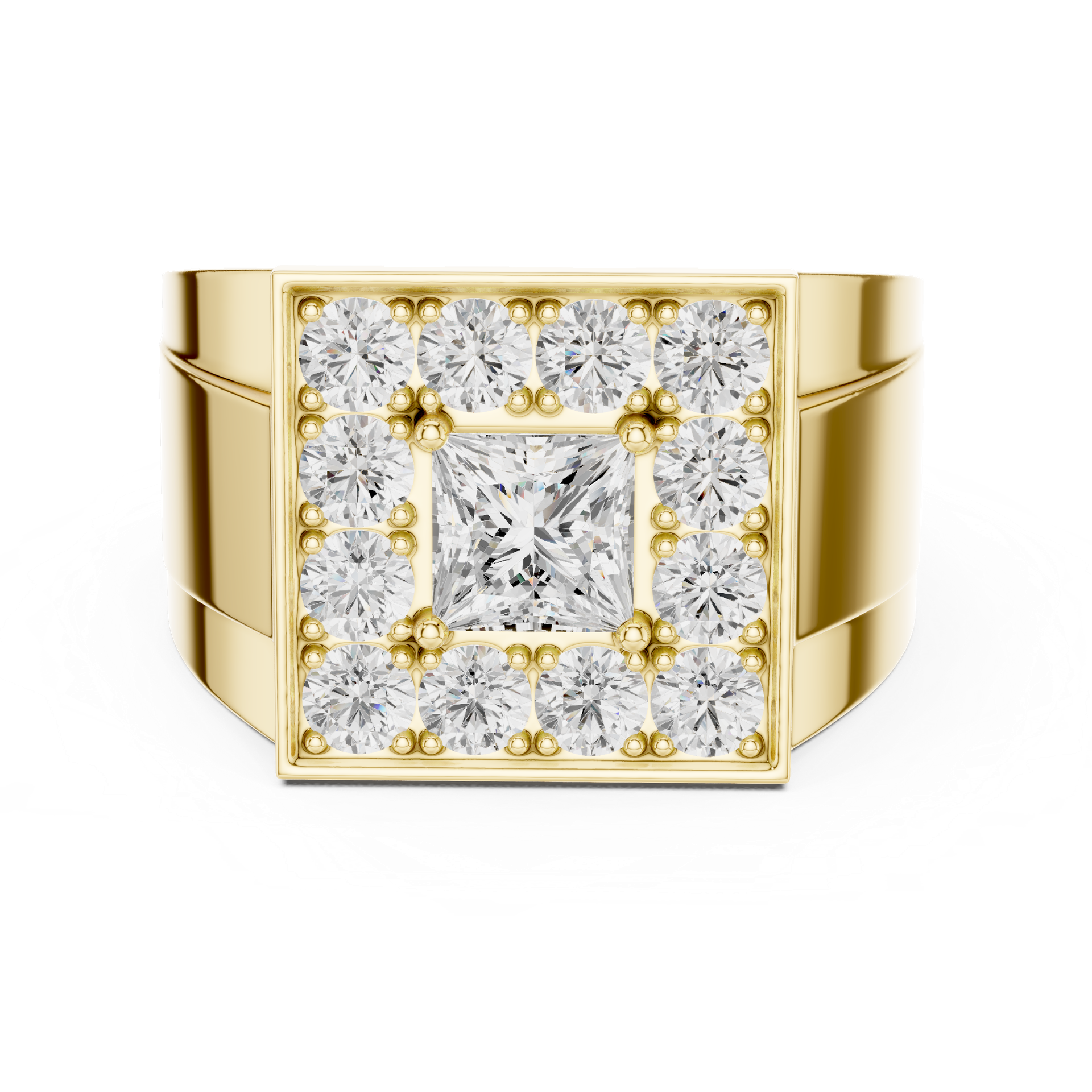 Men's Square Diamond Ring in Gold, Silver & Platinum view 4