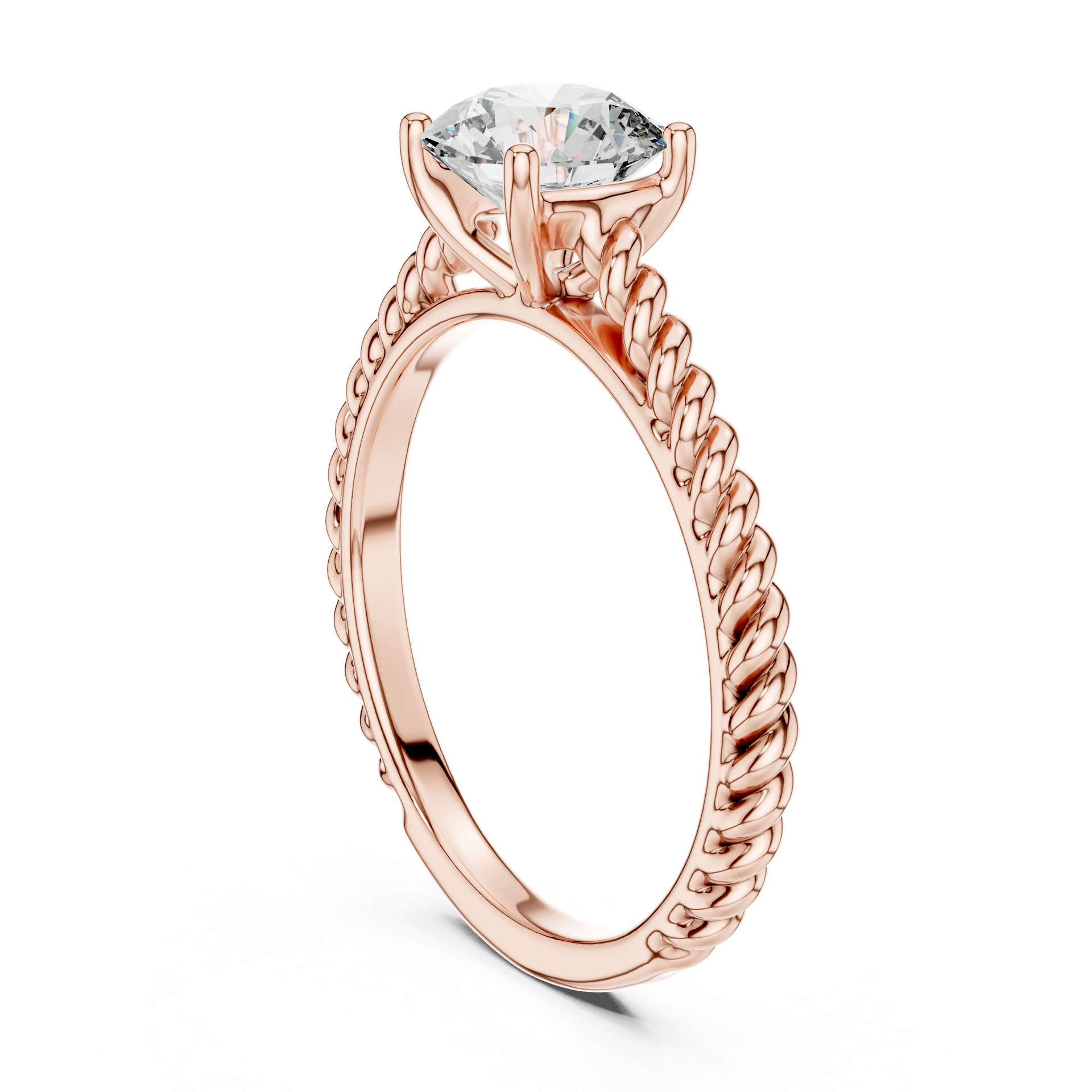 1 CT Twisted Solitaire Diamond Ring in Gold, Silver & Platinum view 3