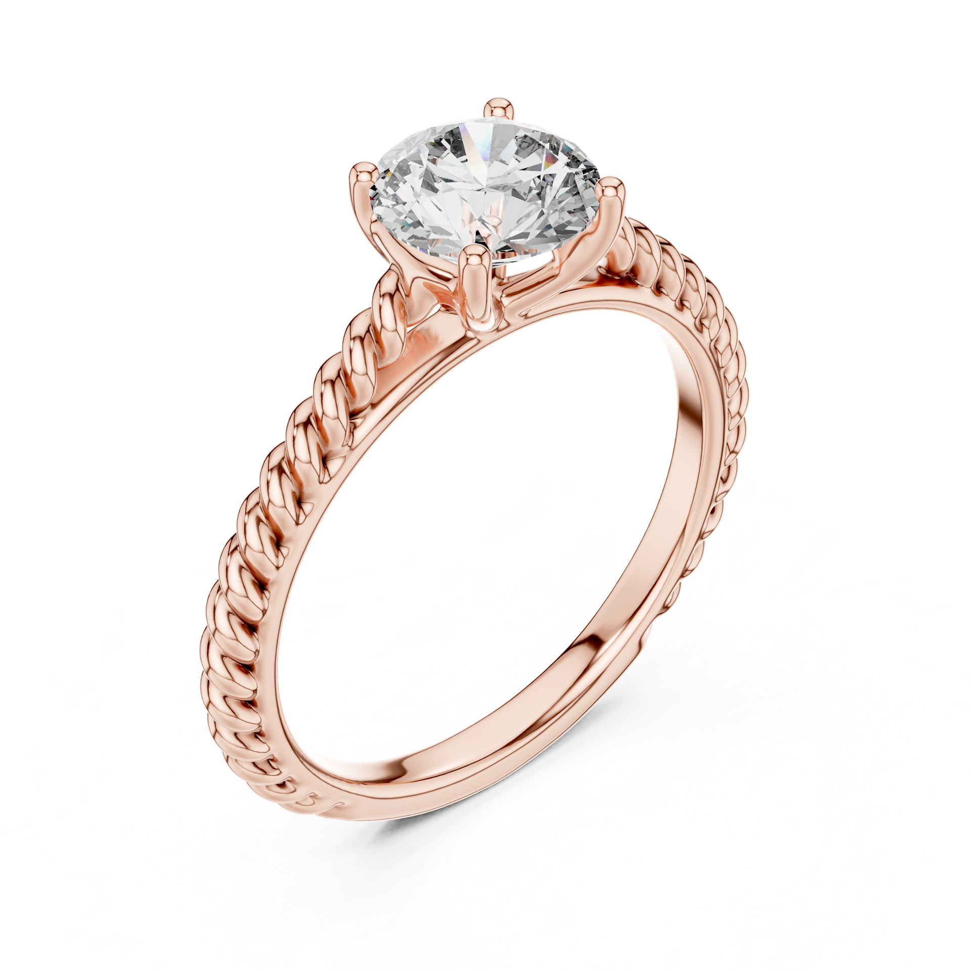 1 CT Twisted Solitaire Diamond Ring in Gold, Silver & Platinum view 4
