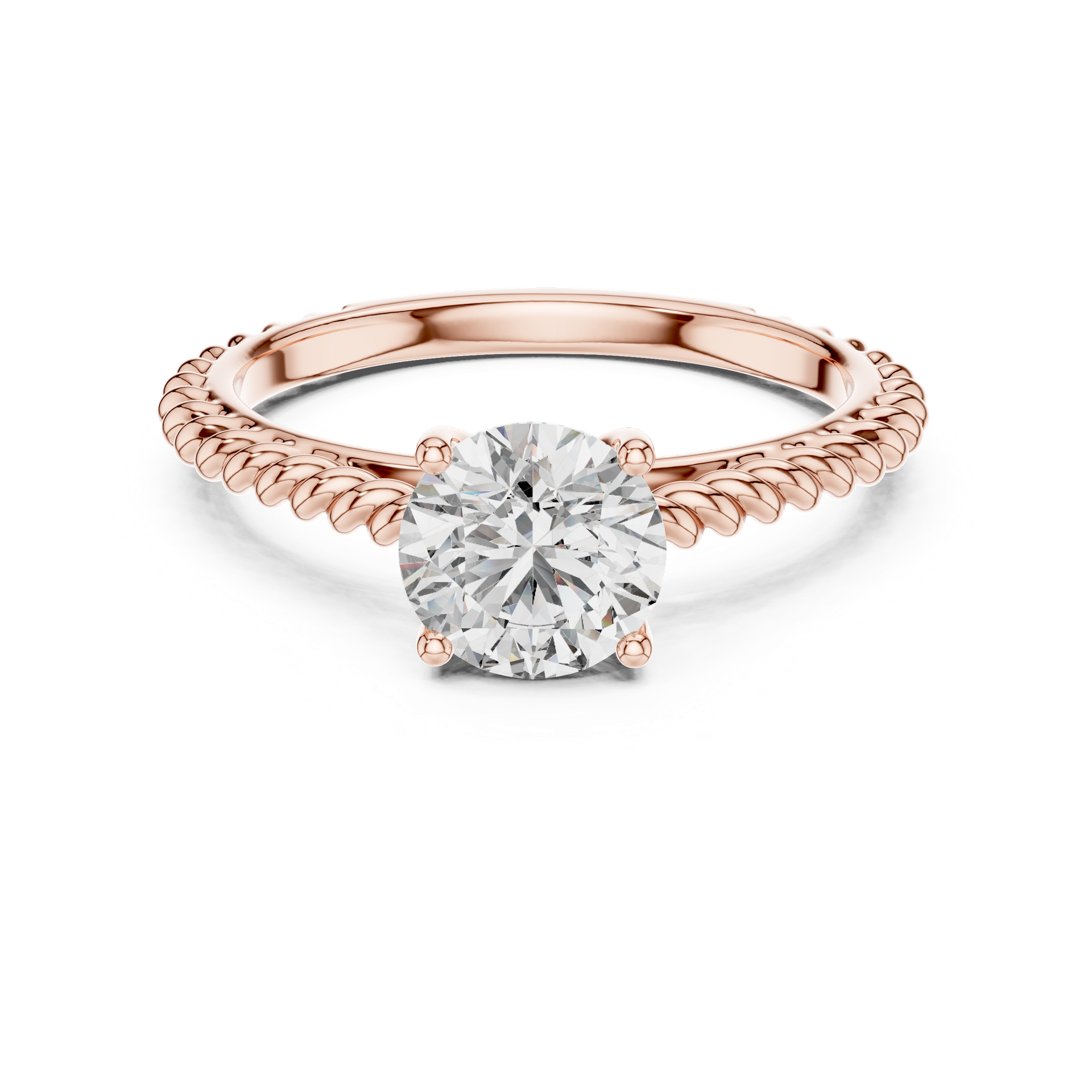 1 CT Twisted Solitaire Diamond Ring in Gold, Silver & Platinum view 2