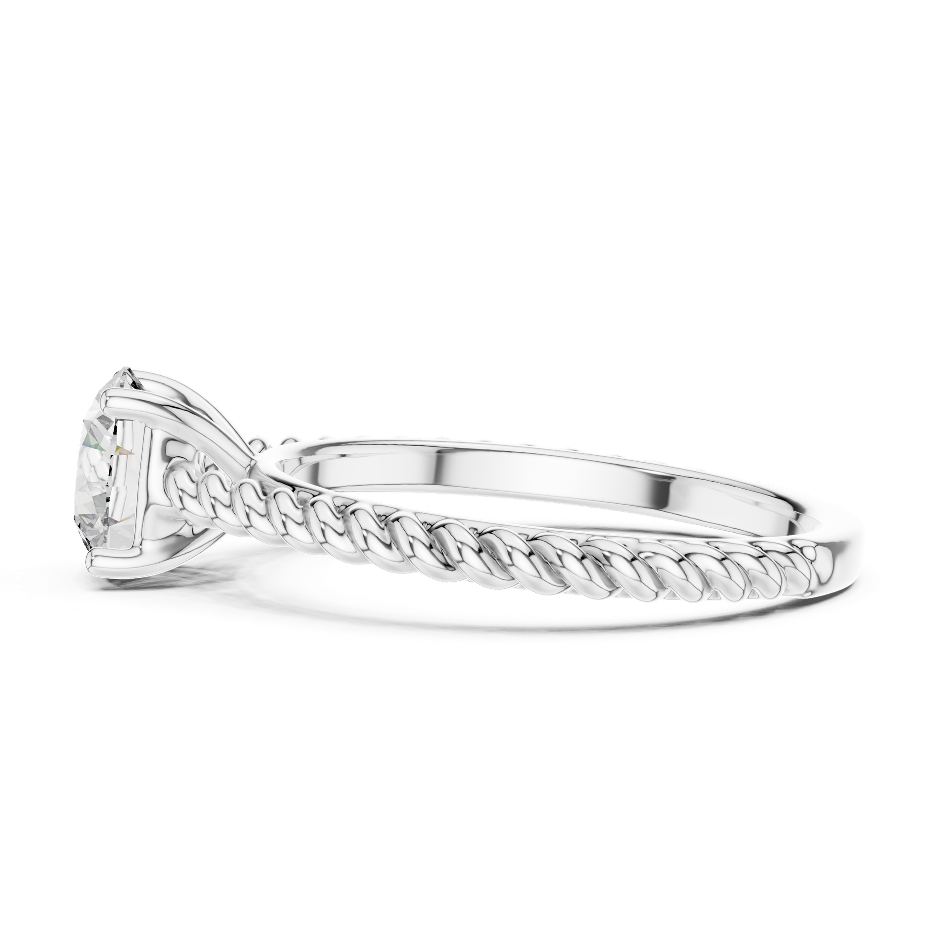 1 CT Twisted Solitaire Diamond Ring in Gold, Silver & Platinum