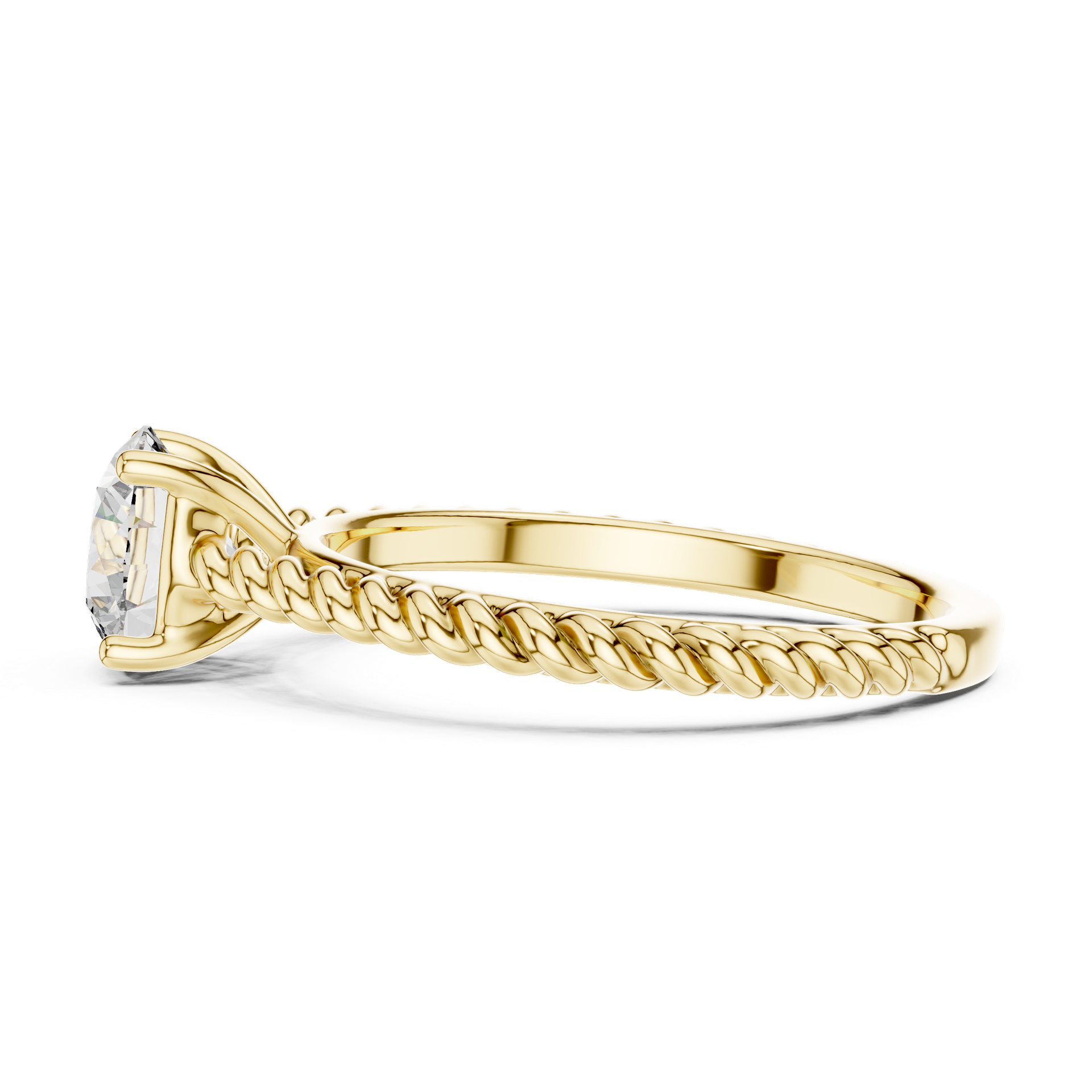 1 CT Twisted Solitaire Diamond Ring in Gold, Silver & Platinum