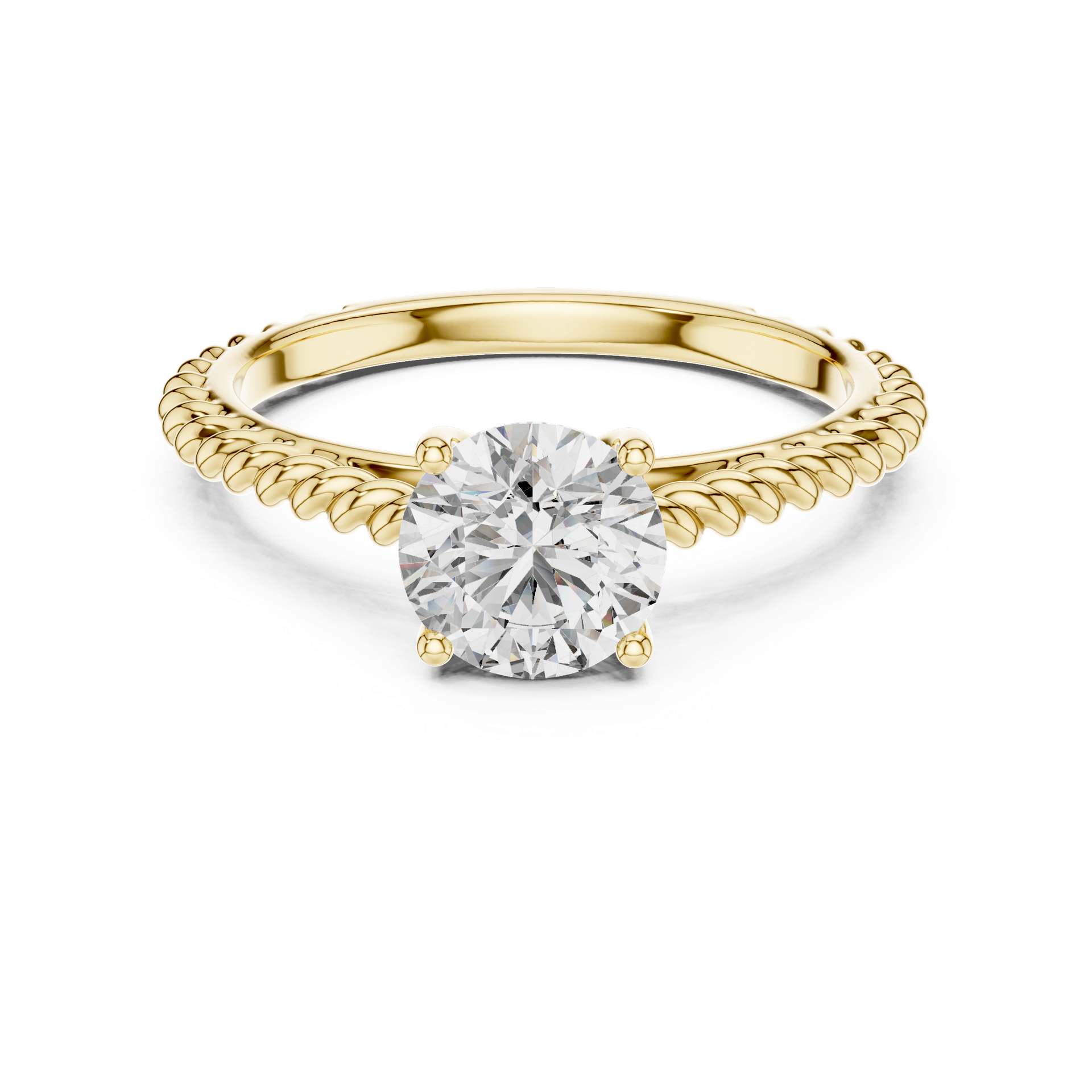 1 CT Twisted Solitaire Diamond Ring in Gold, Silver & Platinum view 2