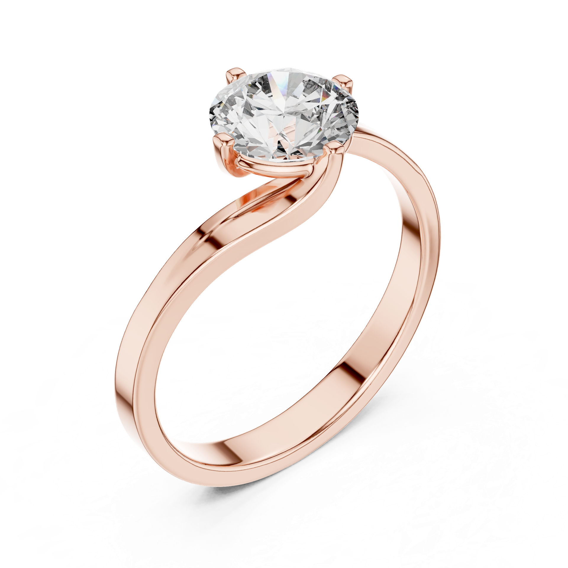 1 CTW Round Diamond Bypass Engagement Ring in Gold, Silver & Platinum view 3