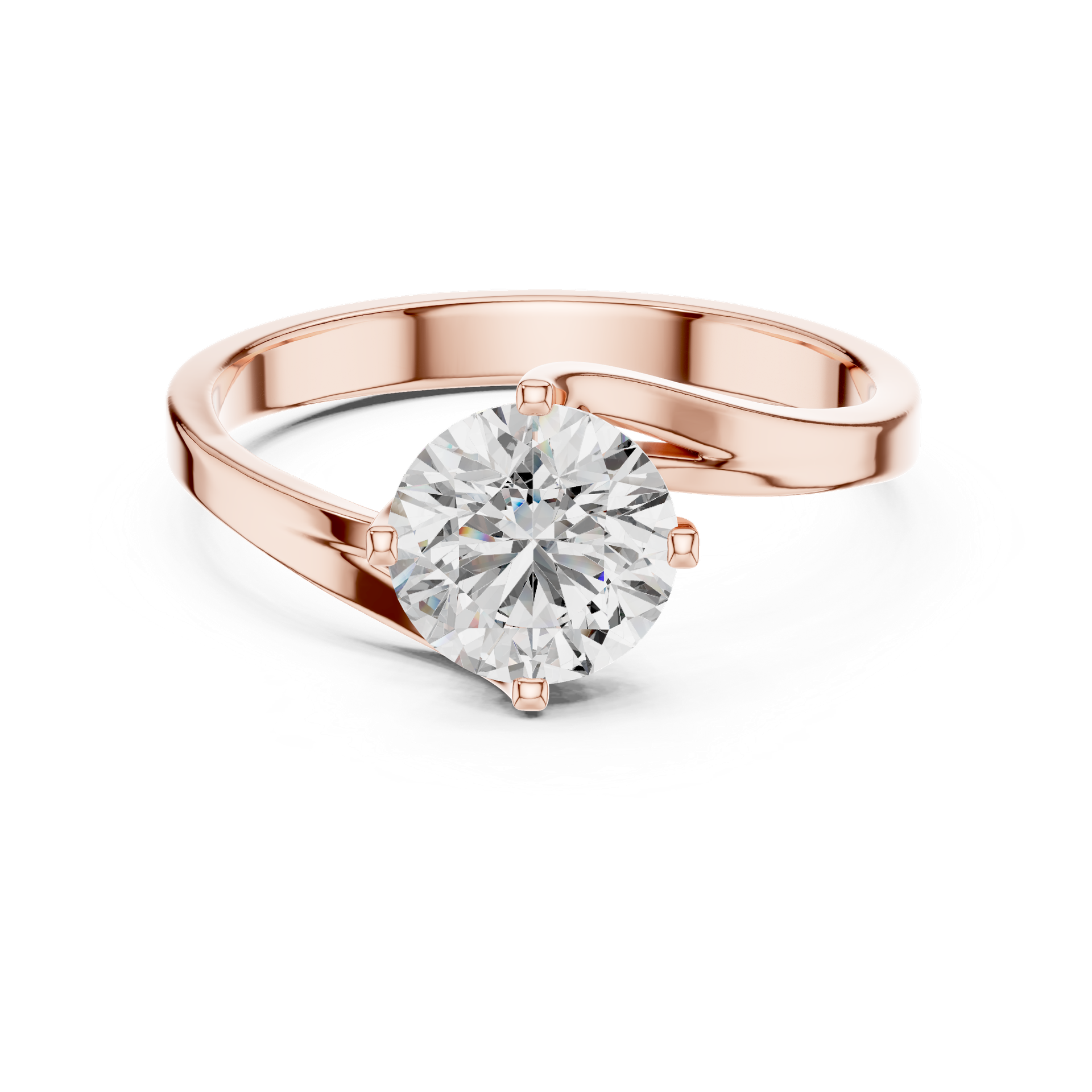1 CTW Round Diamond Bypass Engagement Ring in Gold, Silver & Platinum view 2