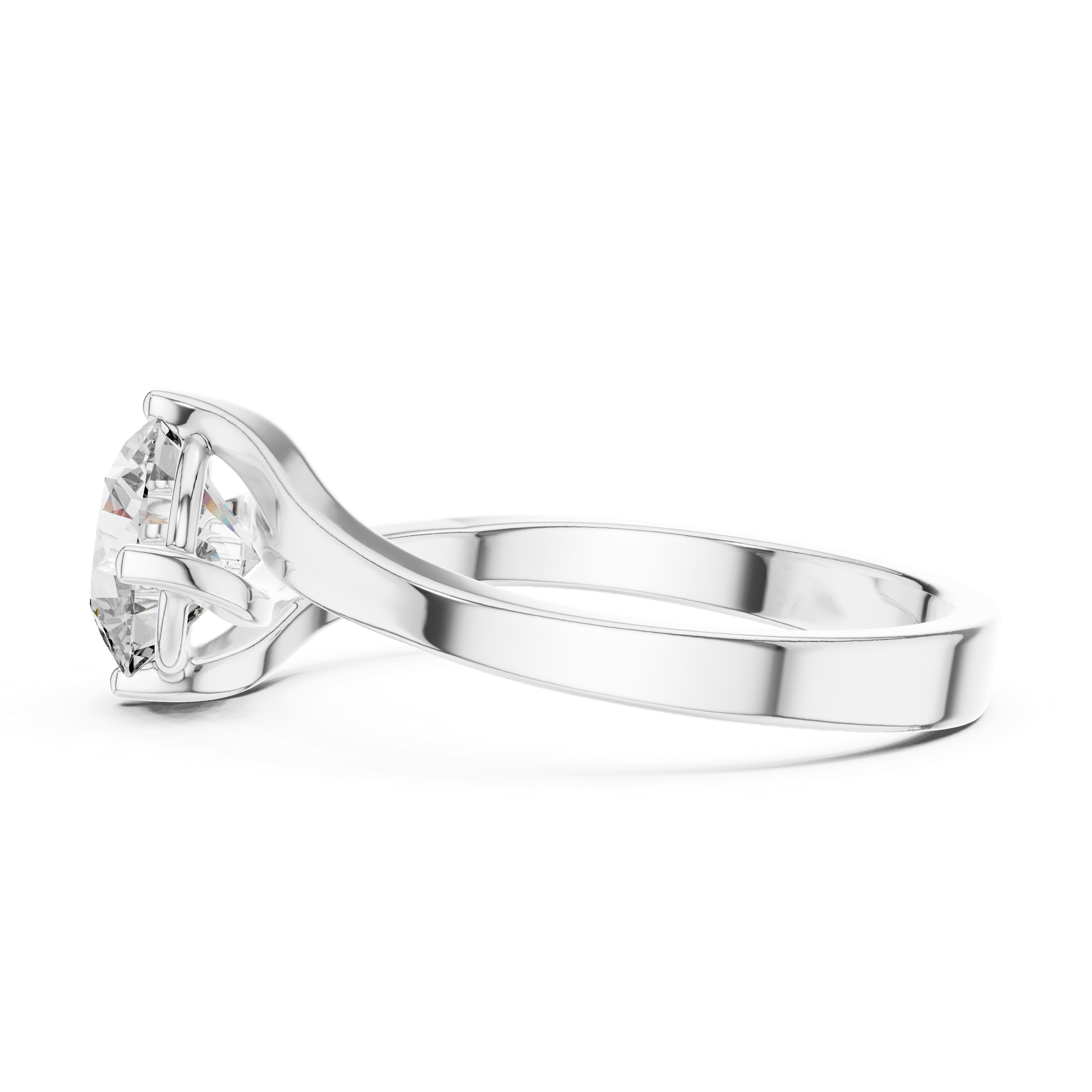 1 CTW Round Diamond Bypass Engagement Ring in Gold, Silver & Platinum