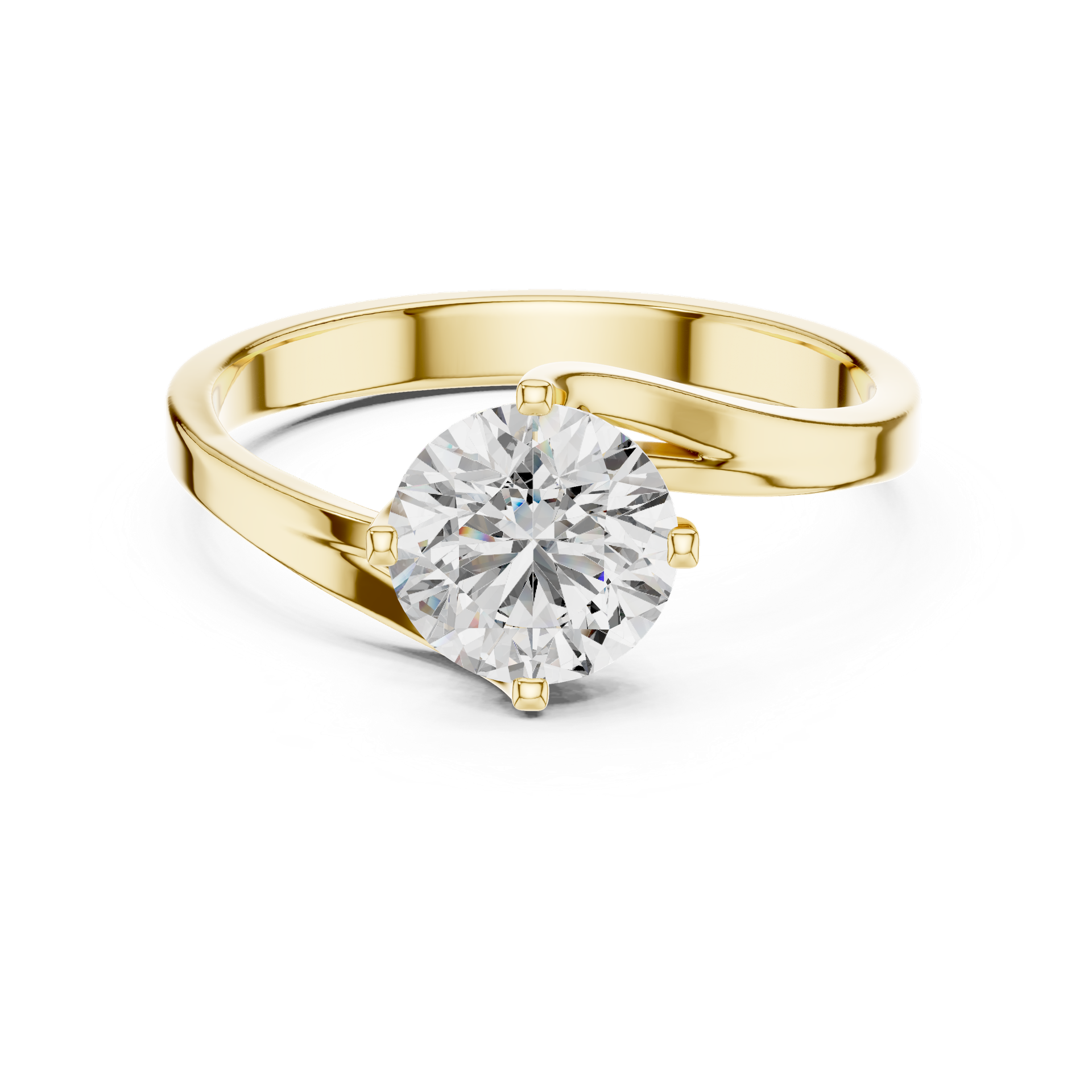 1 CTW Round Diamond Bypass Engagement Ring in Gold, Silver & Platinum