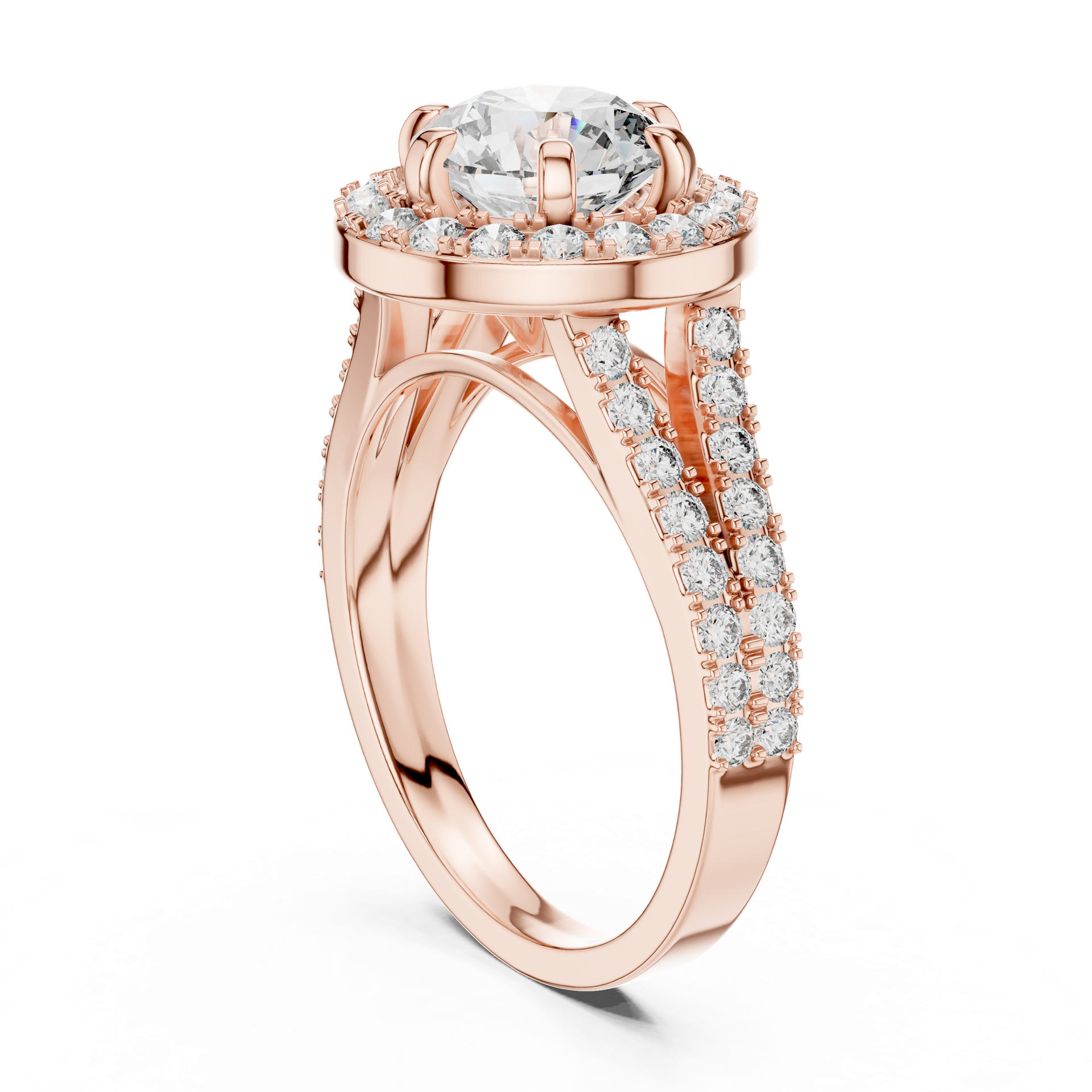 2 CT Halo Diamond Engagement Ring in Gold, Silver & Platinum view 3