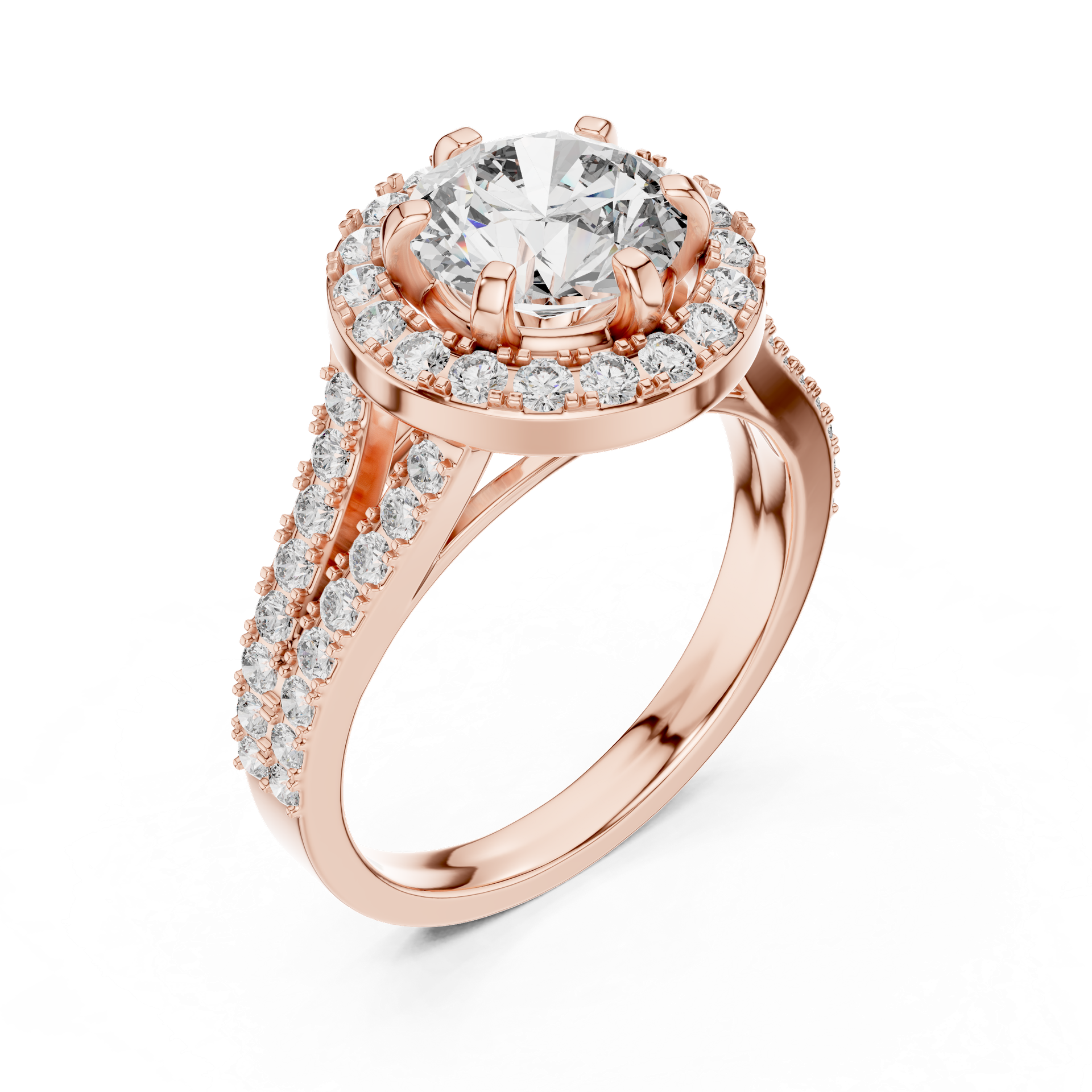 2 CT Halo Diamond Engagement Ring in Gold, Silver & Platinum view 4