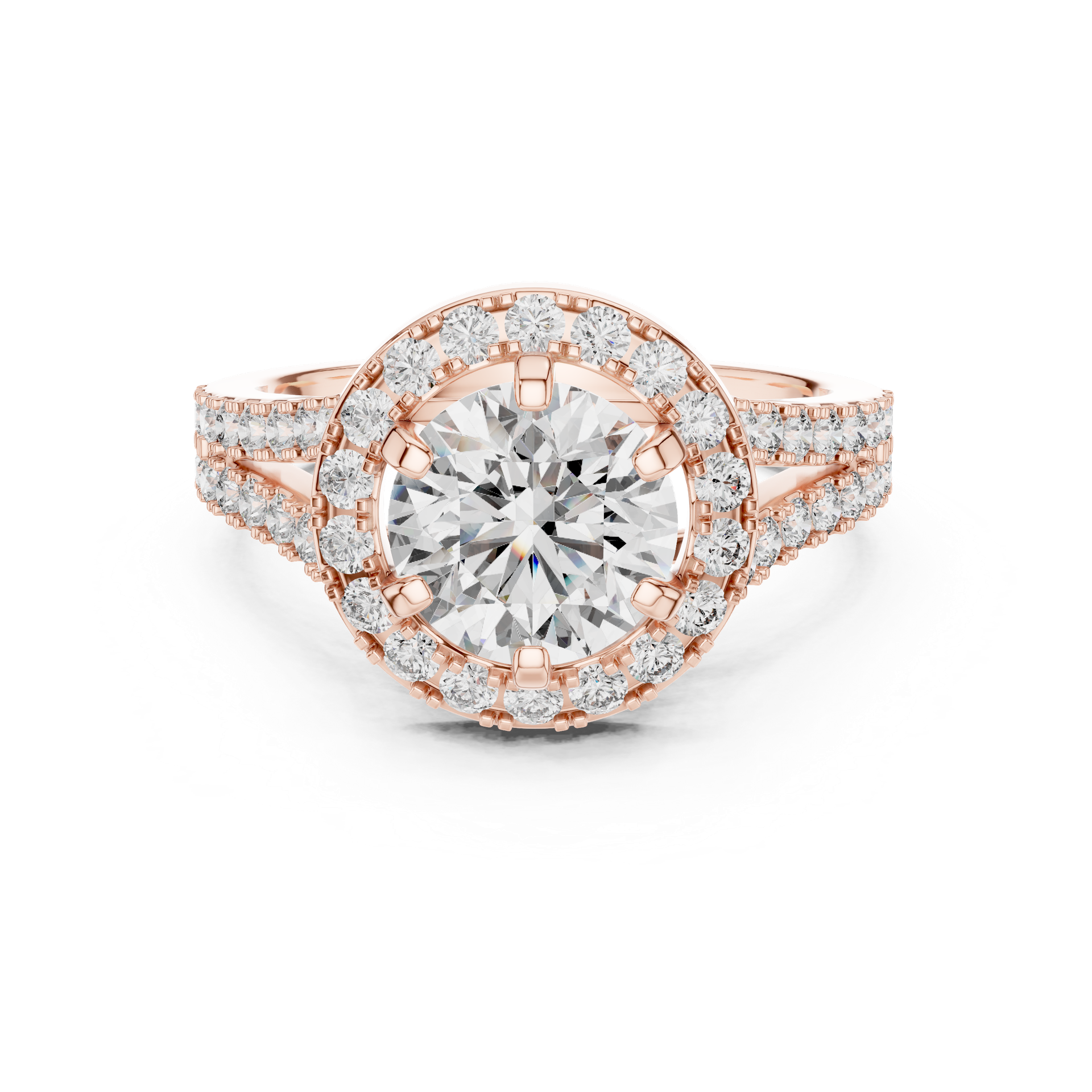 2 CT Halo Diamond Engagement Ring in Gold, Silver & Platinum view 2